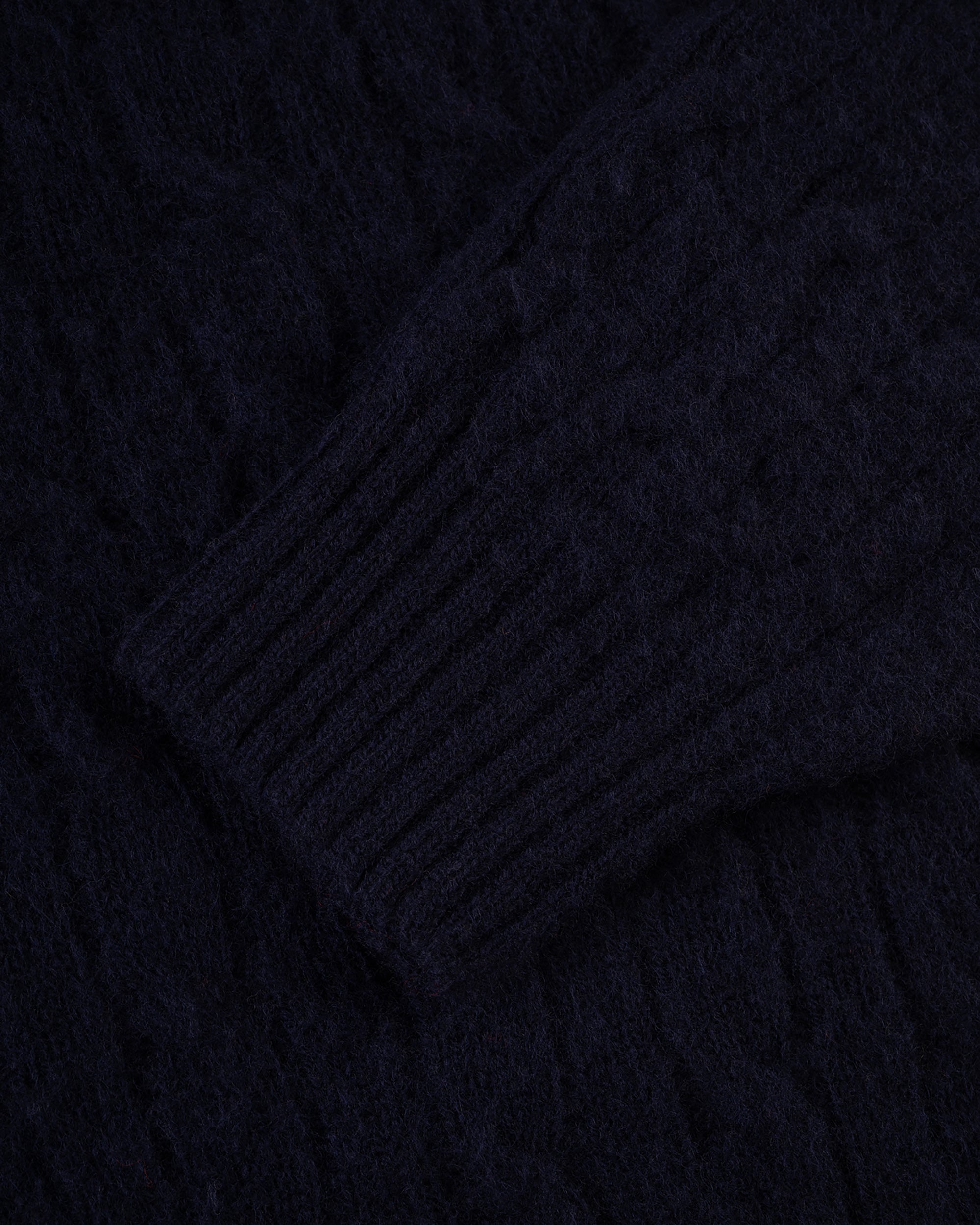 Made-in-Scotland Navy Shaggy Dog Cableknit Sweater - Classic Fit