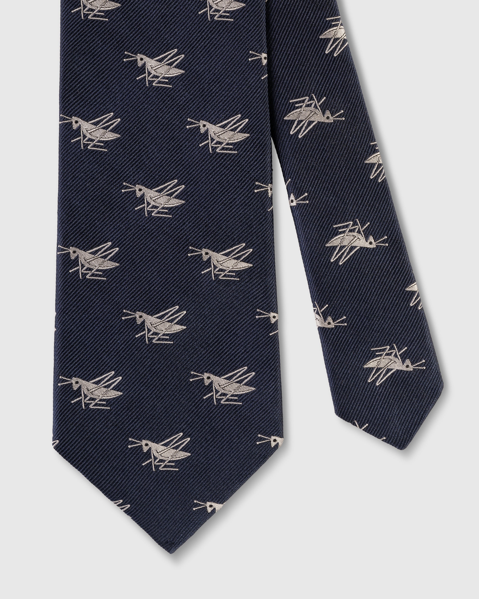 Made-in-England Navy with Silver Grasshoppers Club Tie