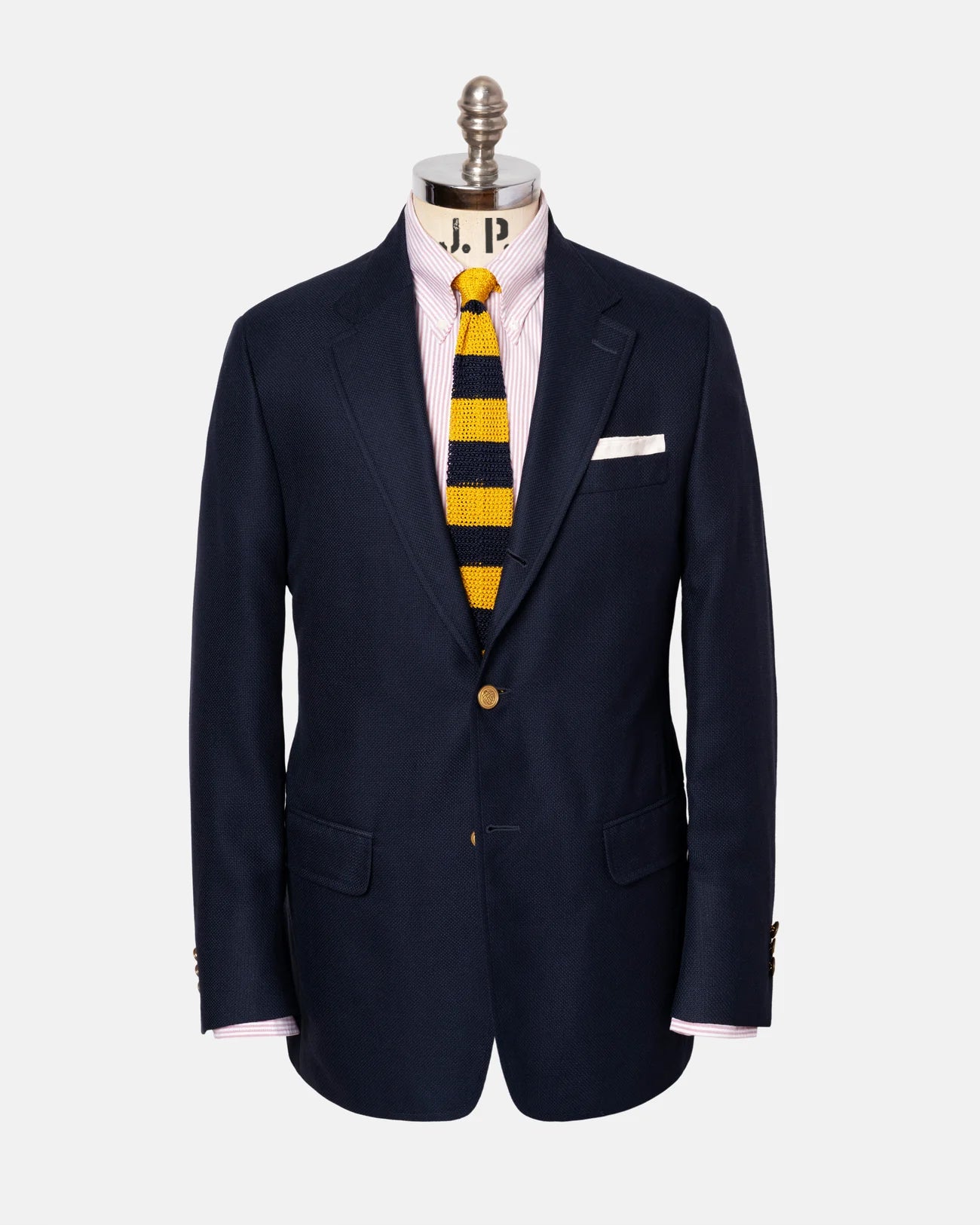 Made-in-Canada Navy Cotton/Wool Open-Weave Hopsack Blazer