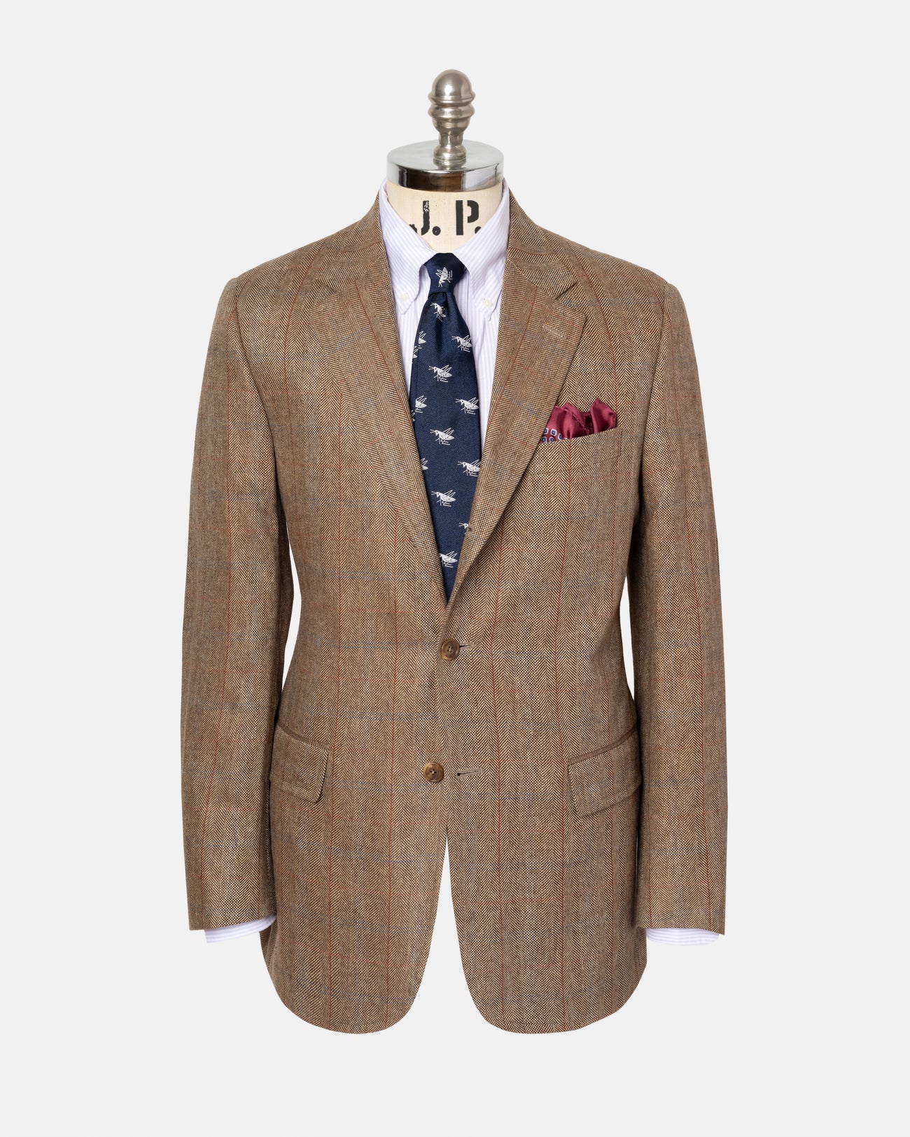 Made-in-Canada Light Brown Barleybone Windowpane Silk Sport Coat