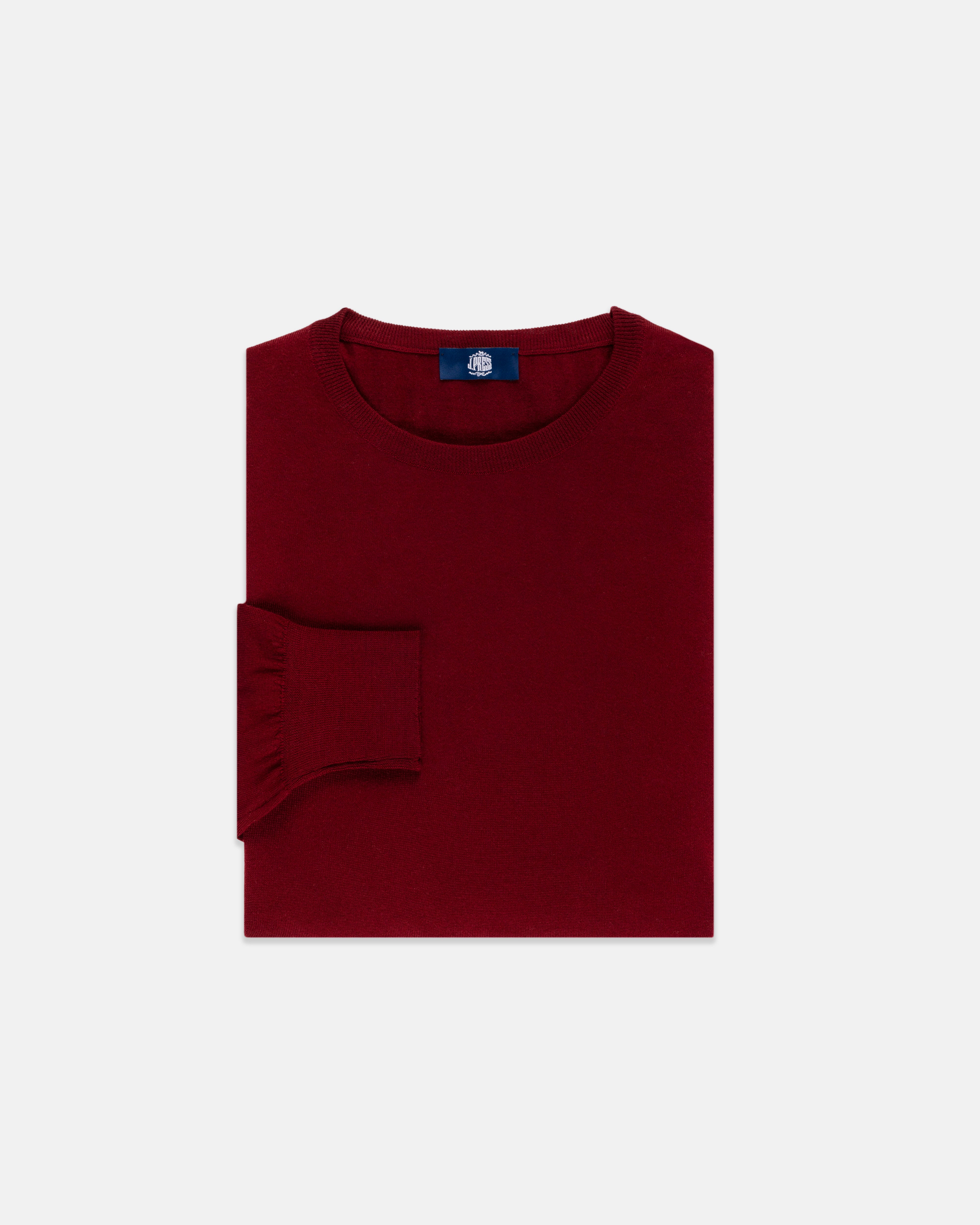 Made-in-Scotland Burgundy Superfine Merino Wool Sweater