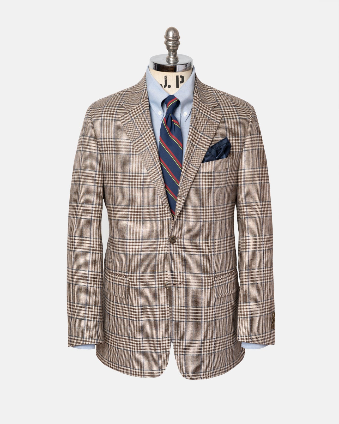 Made-in-Canada Tan & Navy Plaid Silk Sport Coat