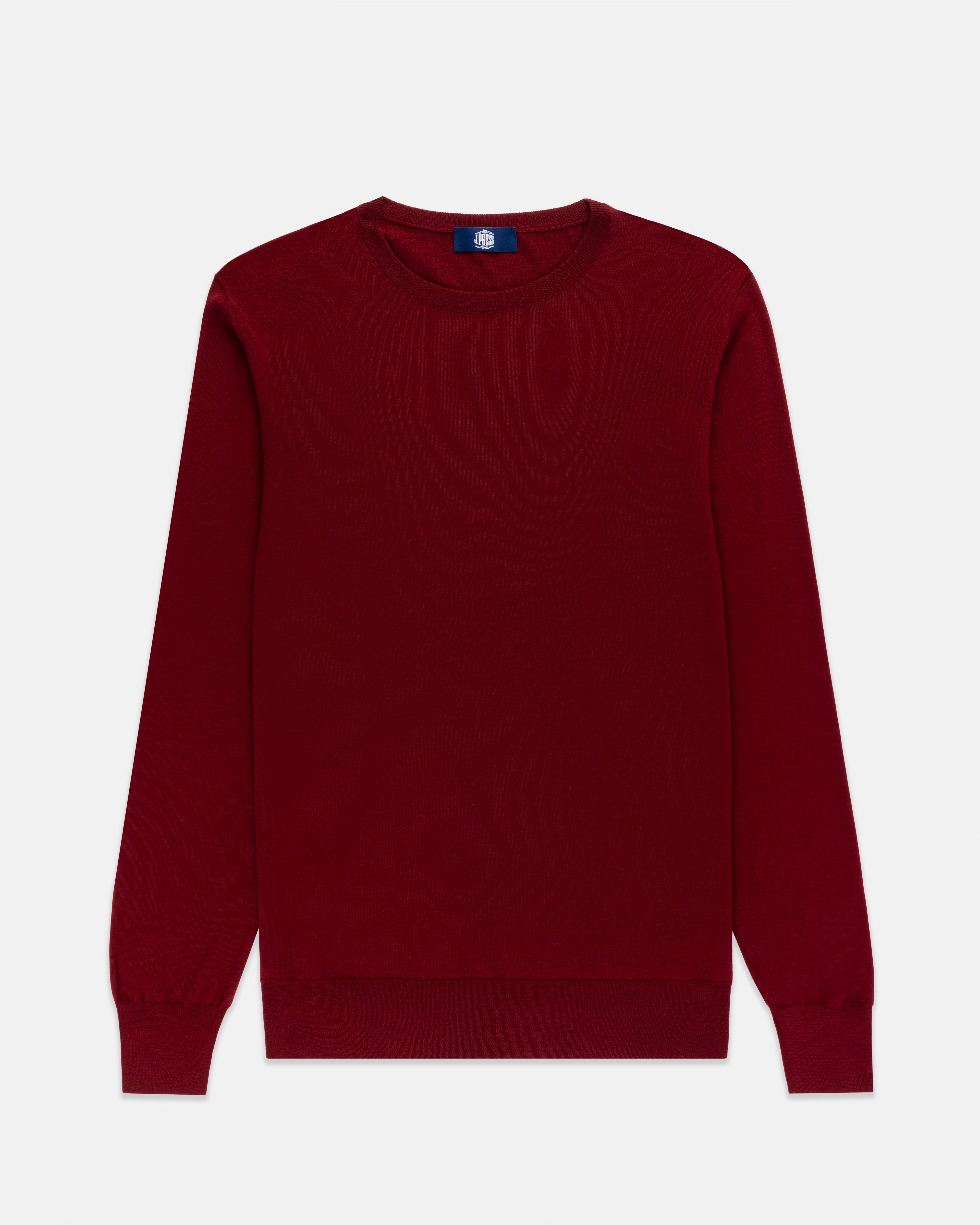 Made-in-Scotland Burgundy Superfine Merino Wool Sweater