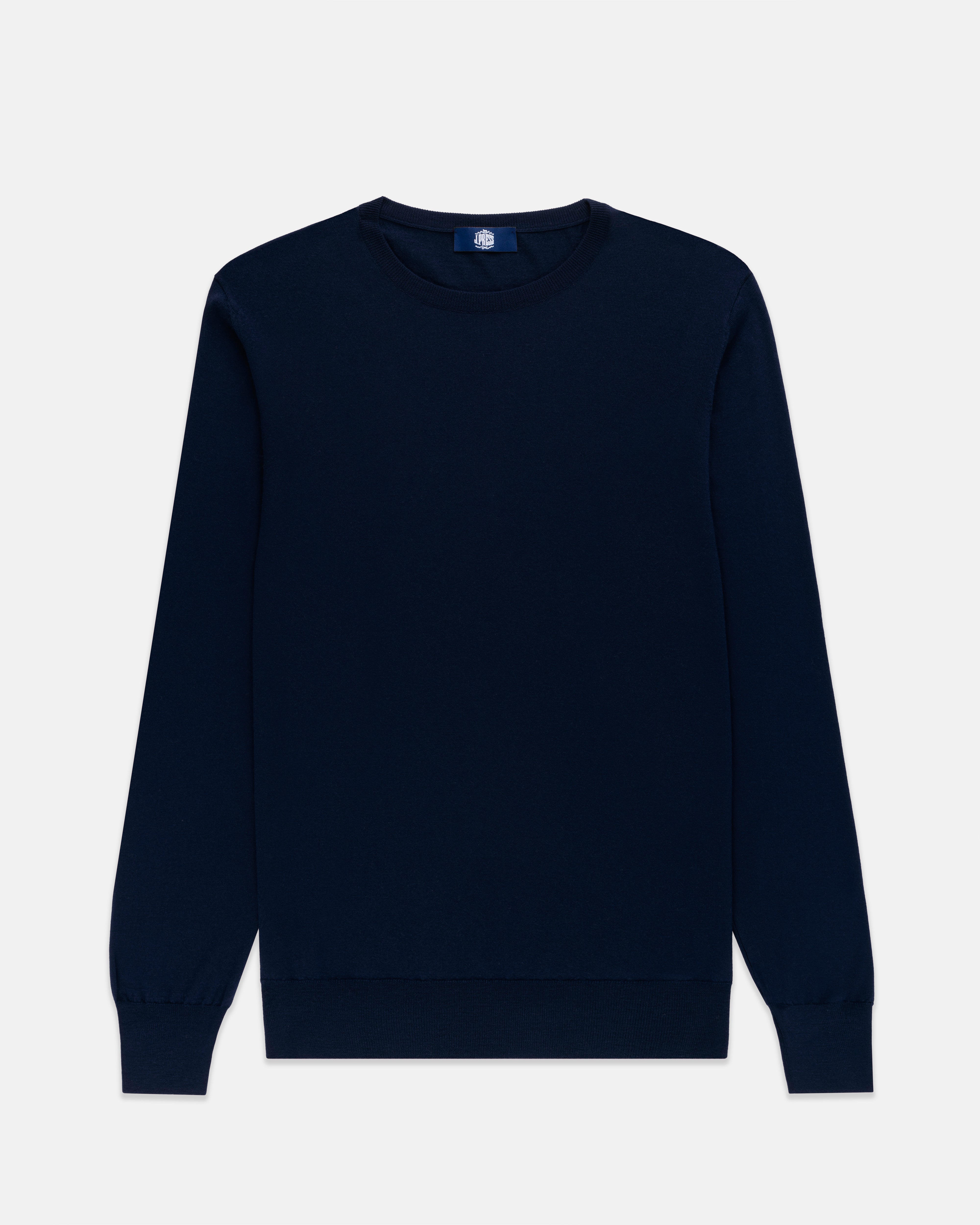 Made-in-Scotland Navy Superfine Merino Wool Sweater