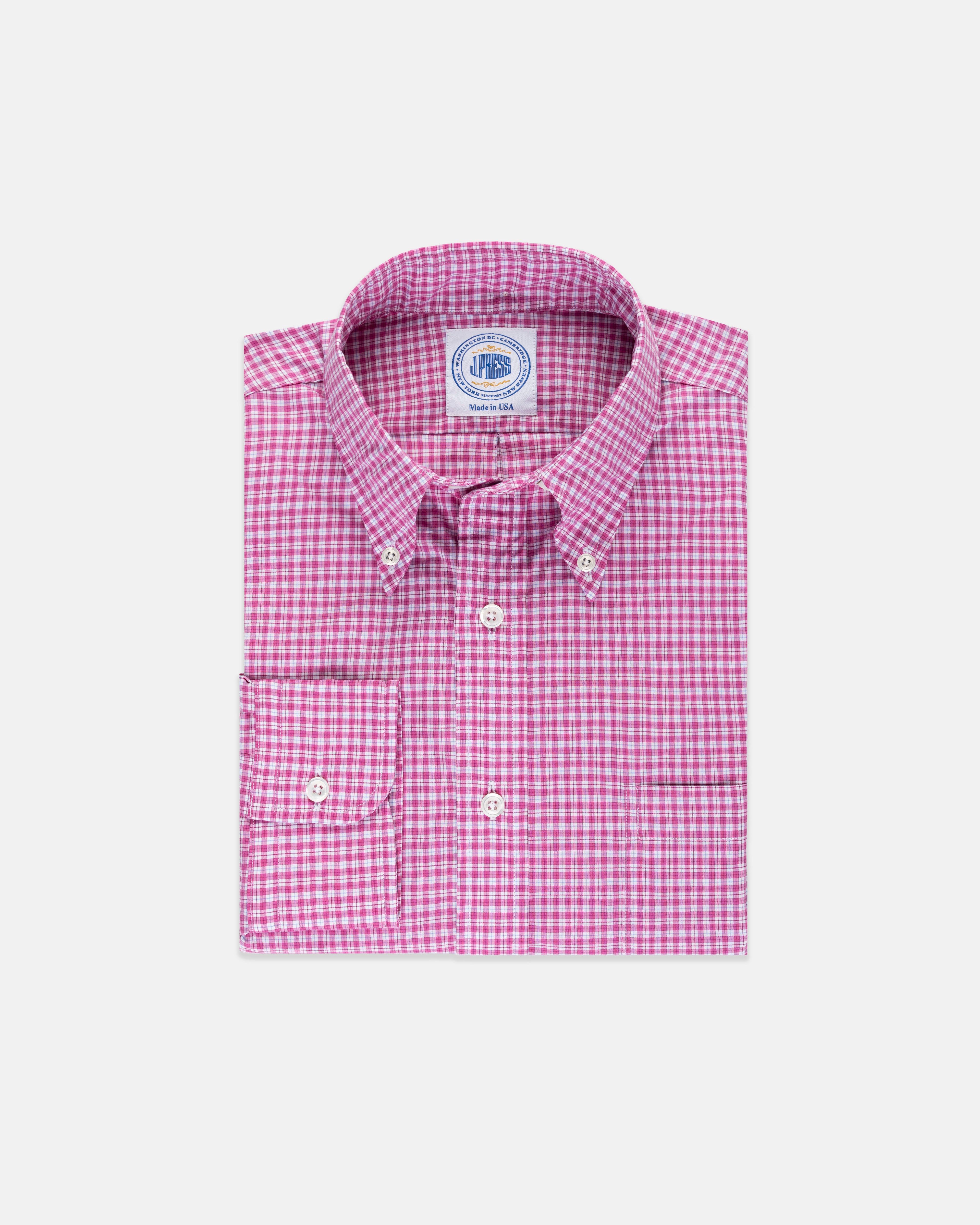 Made-in-USA Pink & Blue Check Sport Shirt - Classic Fit