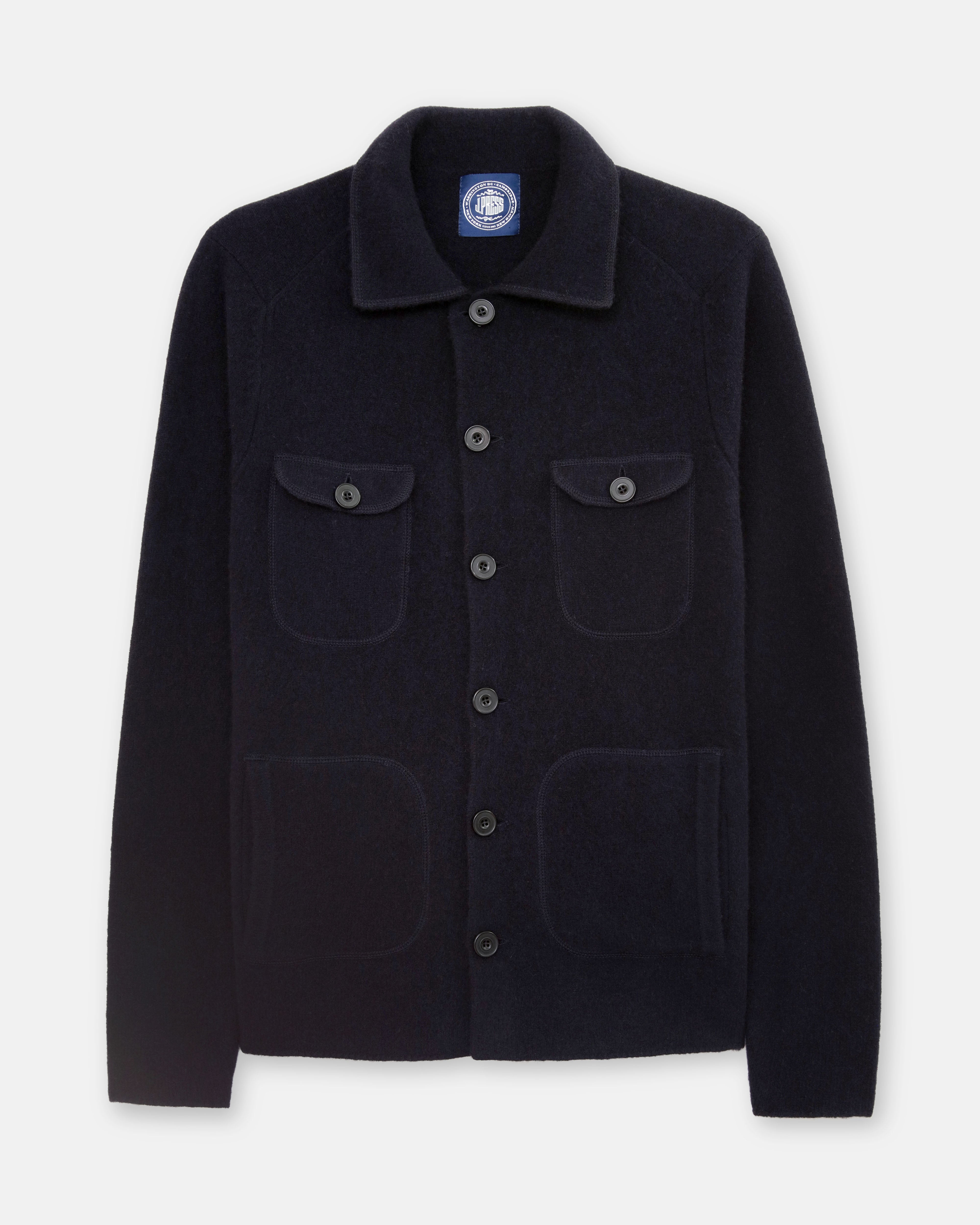 Navy Boiled Wool Knitted Shirt