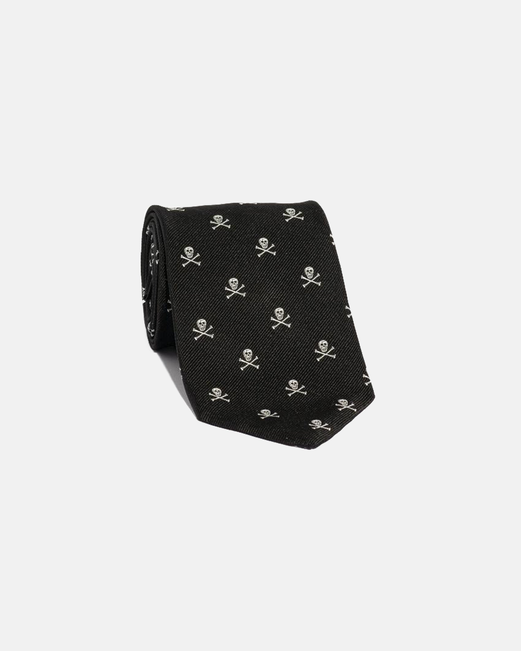 Made-in-England Black Skull and Bones Club Tie