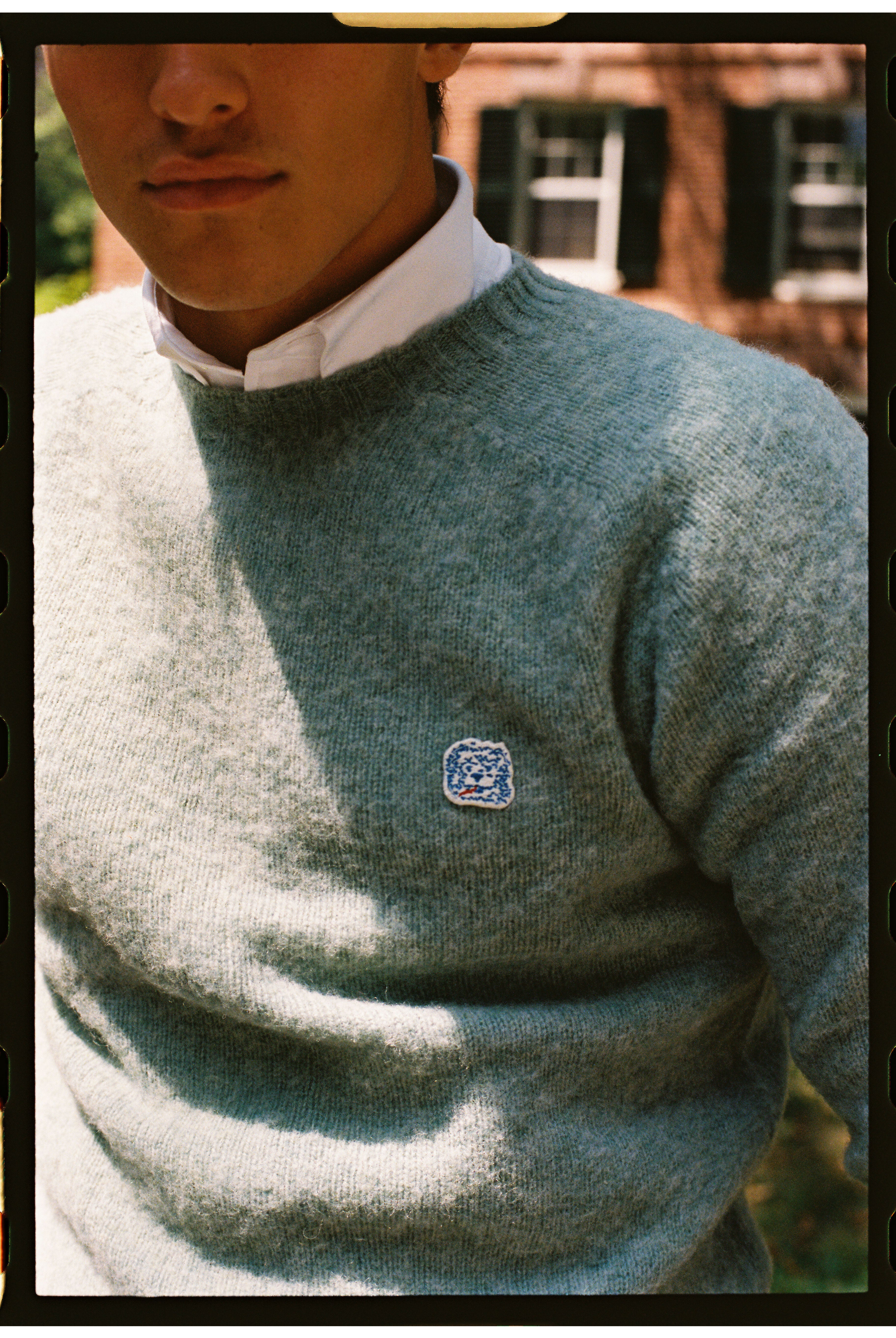 Made-in-Scotland Pale Blue Shaggy Dog Icon Sweater - Trim Fit