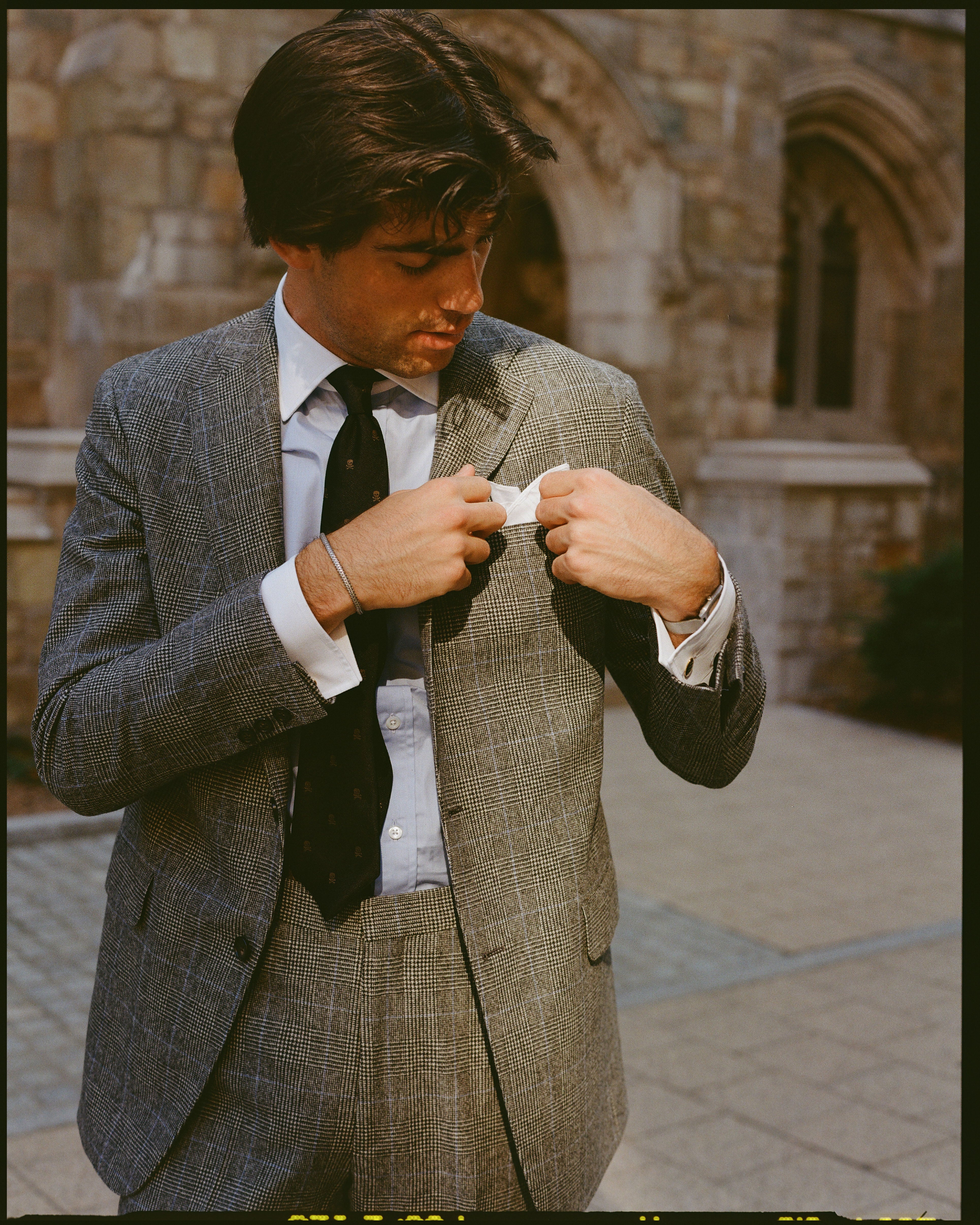 Made-in-USA Thomas Mason Blue Contrast Collar French Cuff Dress Shirt - Classic Fit