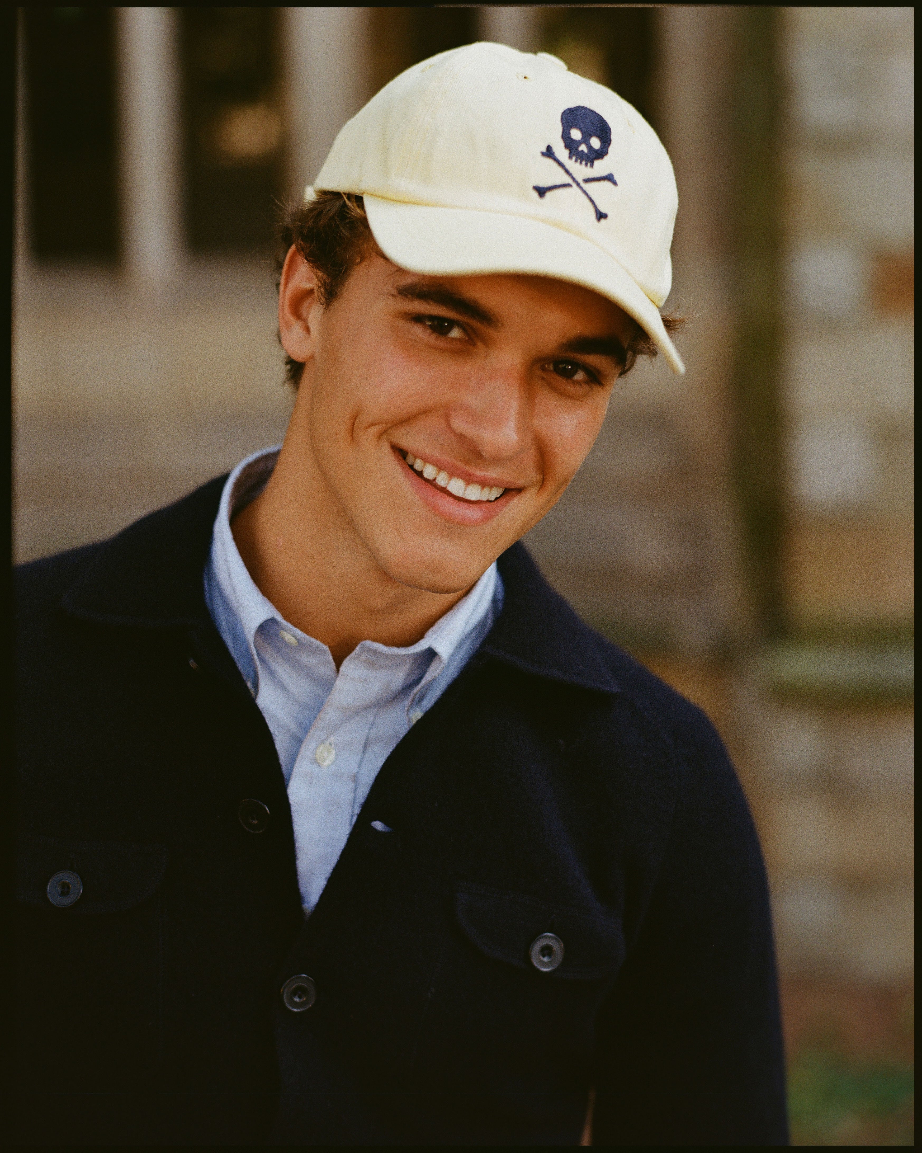 Made-in-USA Yellow Skull & Bones Embroidered Dad Hat