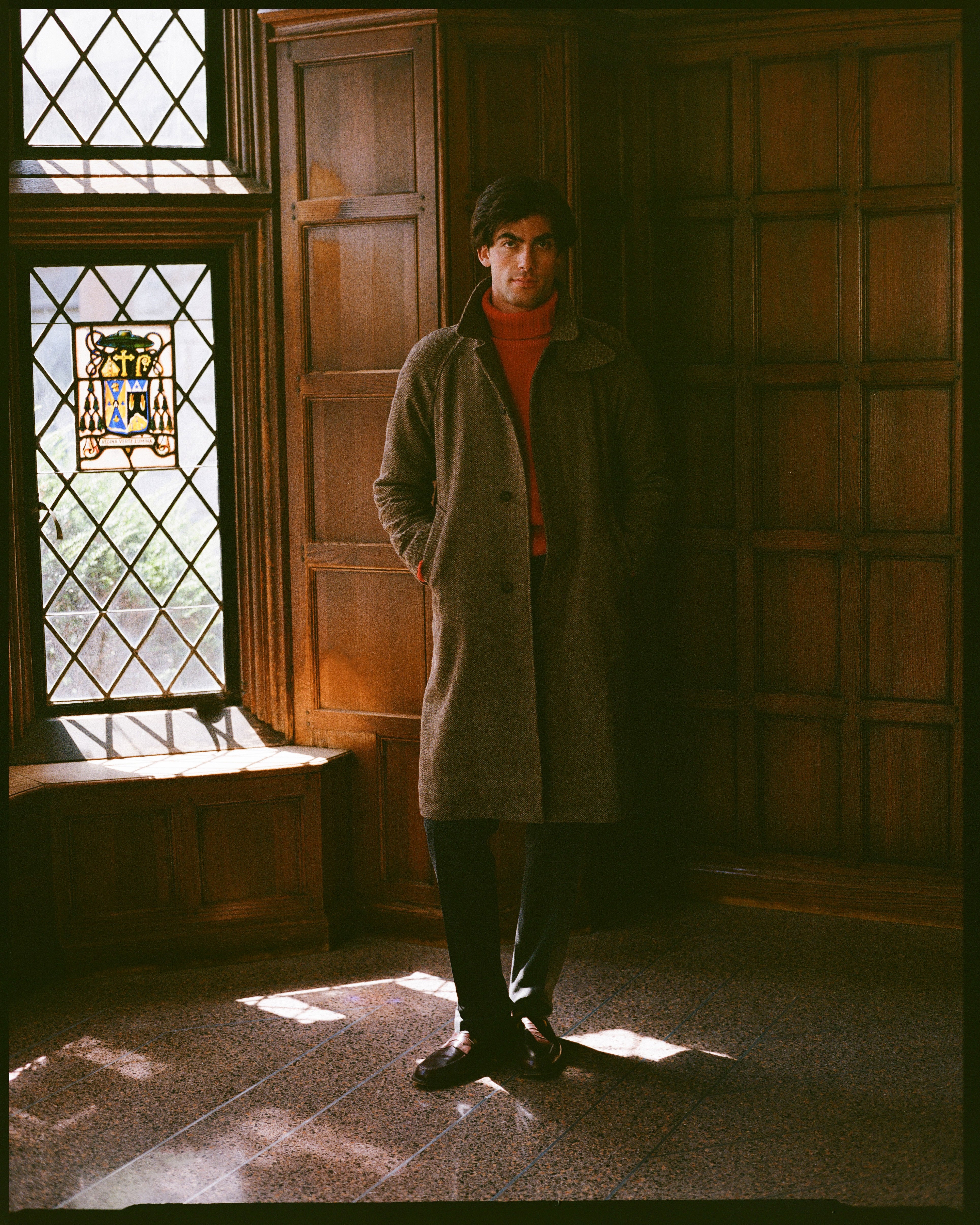 Brown Herringbone British Tweed Balmacaan