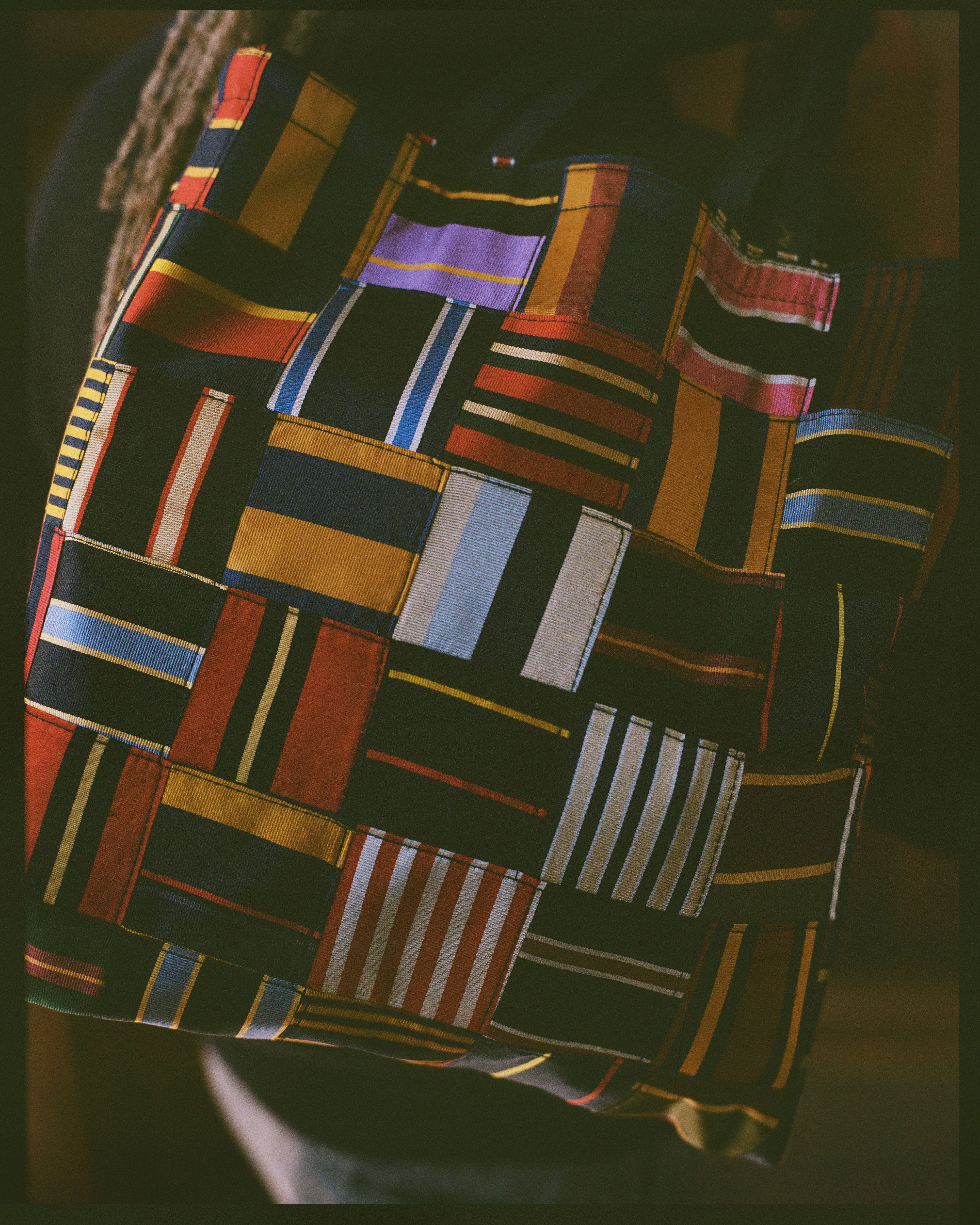 Made-in-USA Patchwork Silk Repp Tote Bag