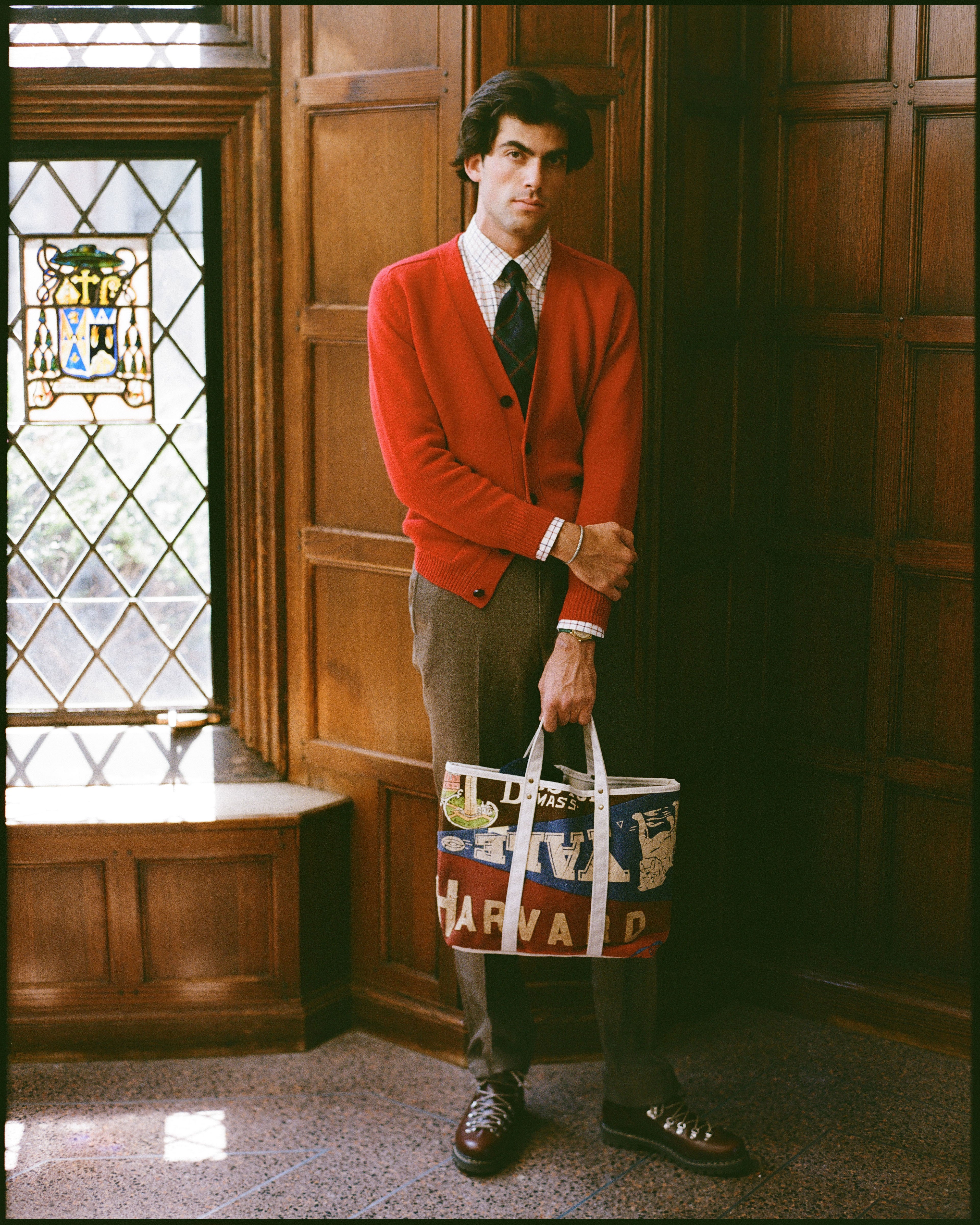 Red Lambswool Cardigan Sweater