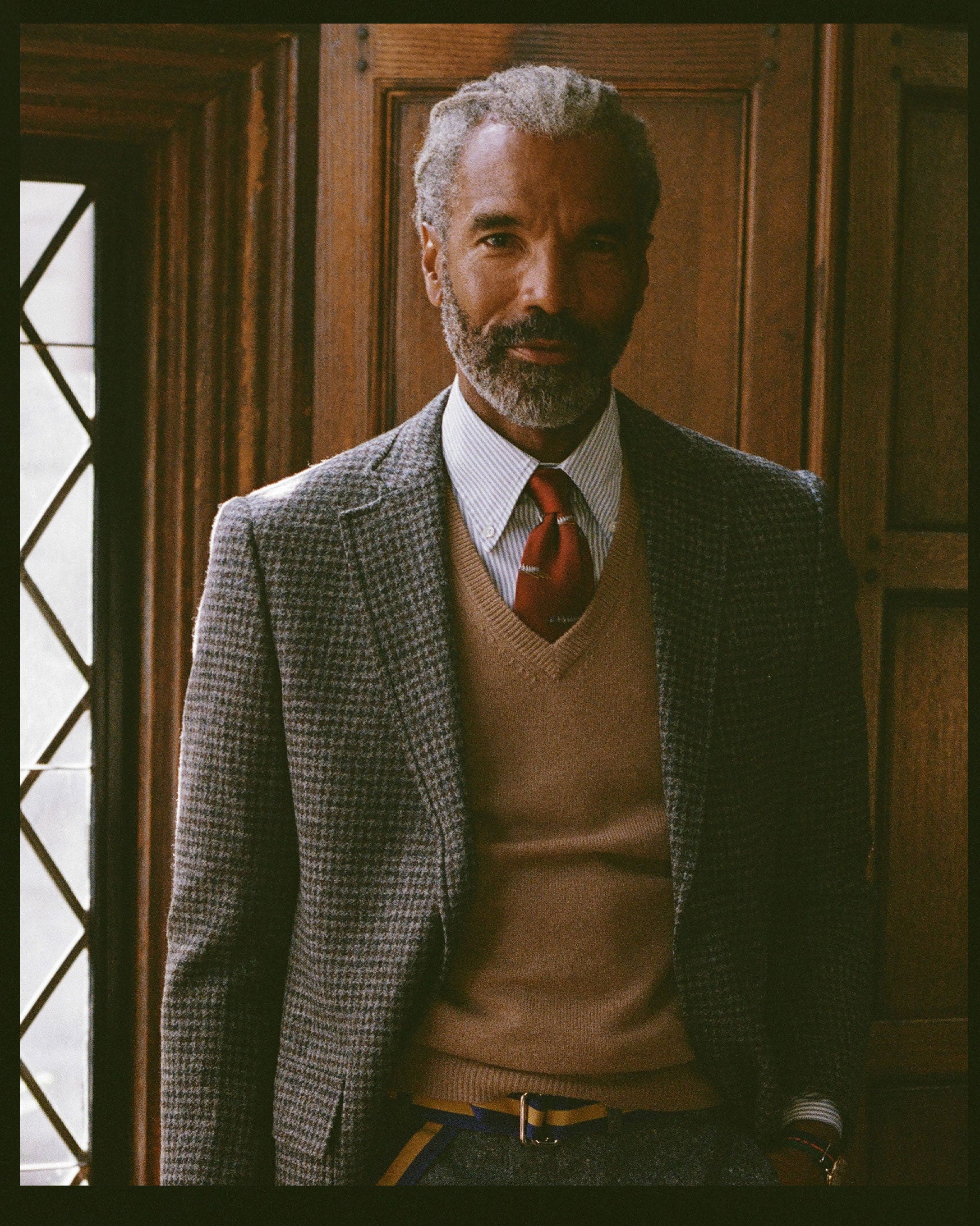 Made-in-USA Grey & Brown Houndstooth Cheviot Tweed Sport Coat - Custom Make