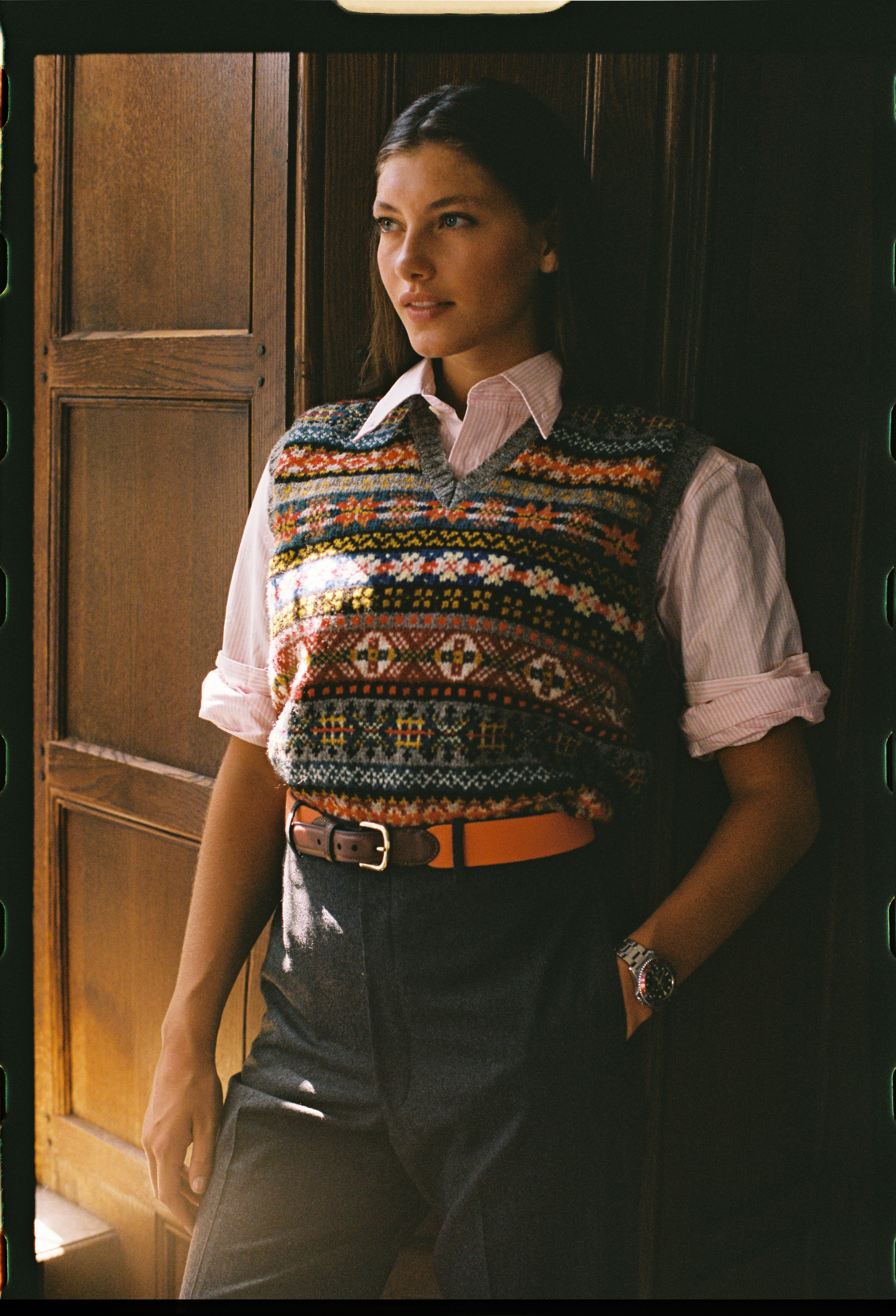 Made-in-USA Solid Orange Belgian Stretch Surcingle Belt