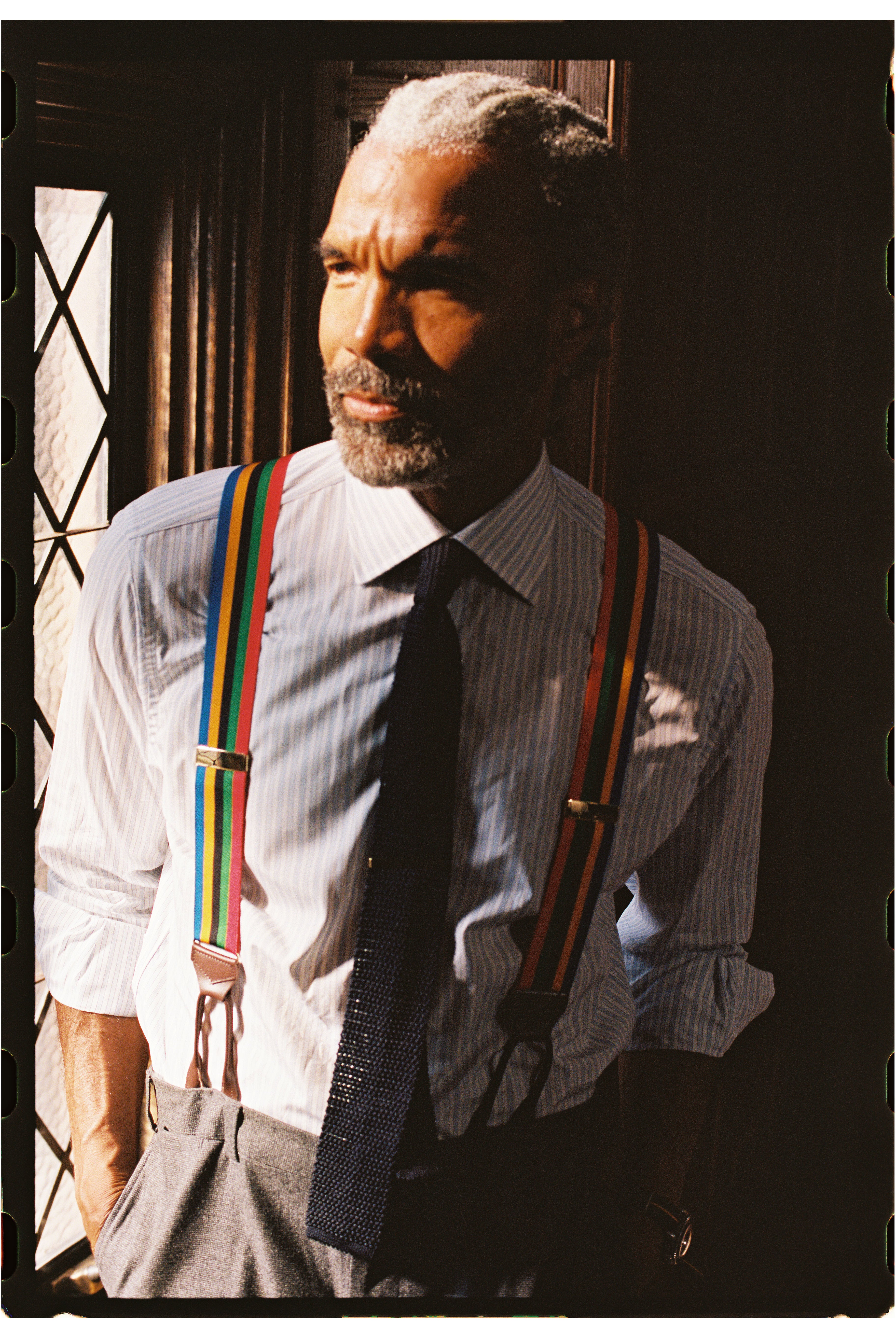 Made-in-England Multi-Colored Striped Barathea Braces