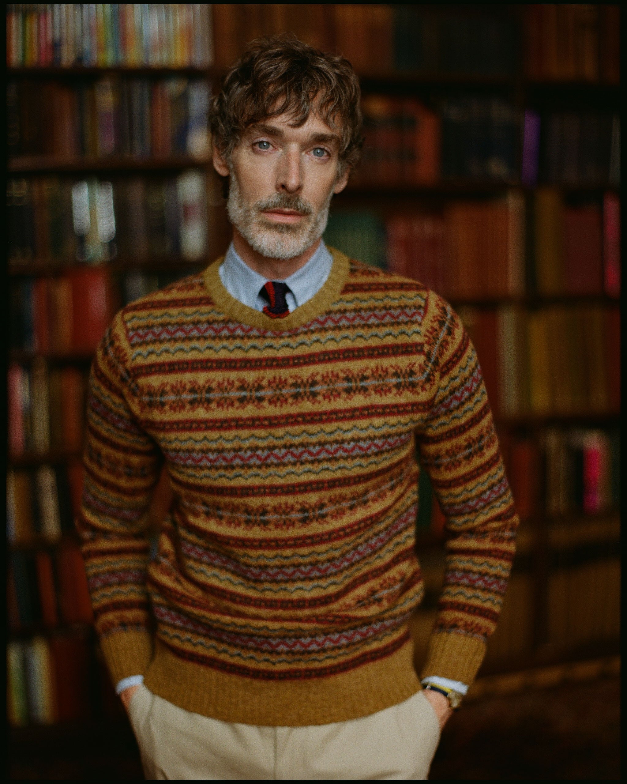 Made-in-Scotland Green Fair Isle Crew Neck Sweater