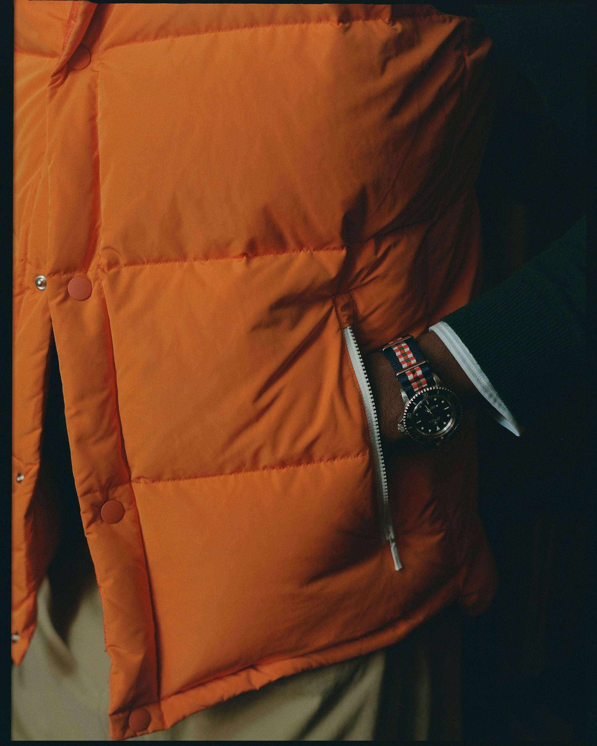 Orange Down Puffer Vest - Trim Fit