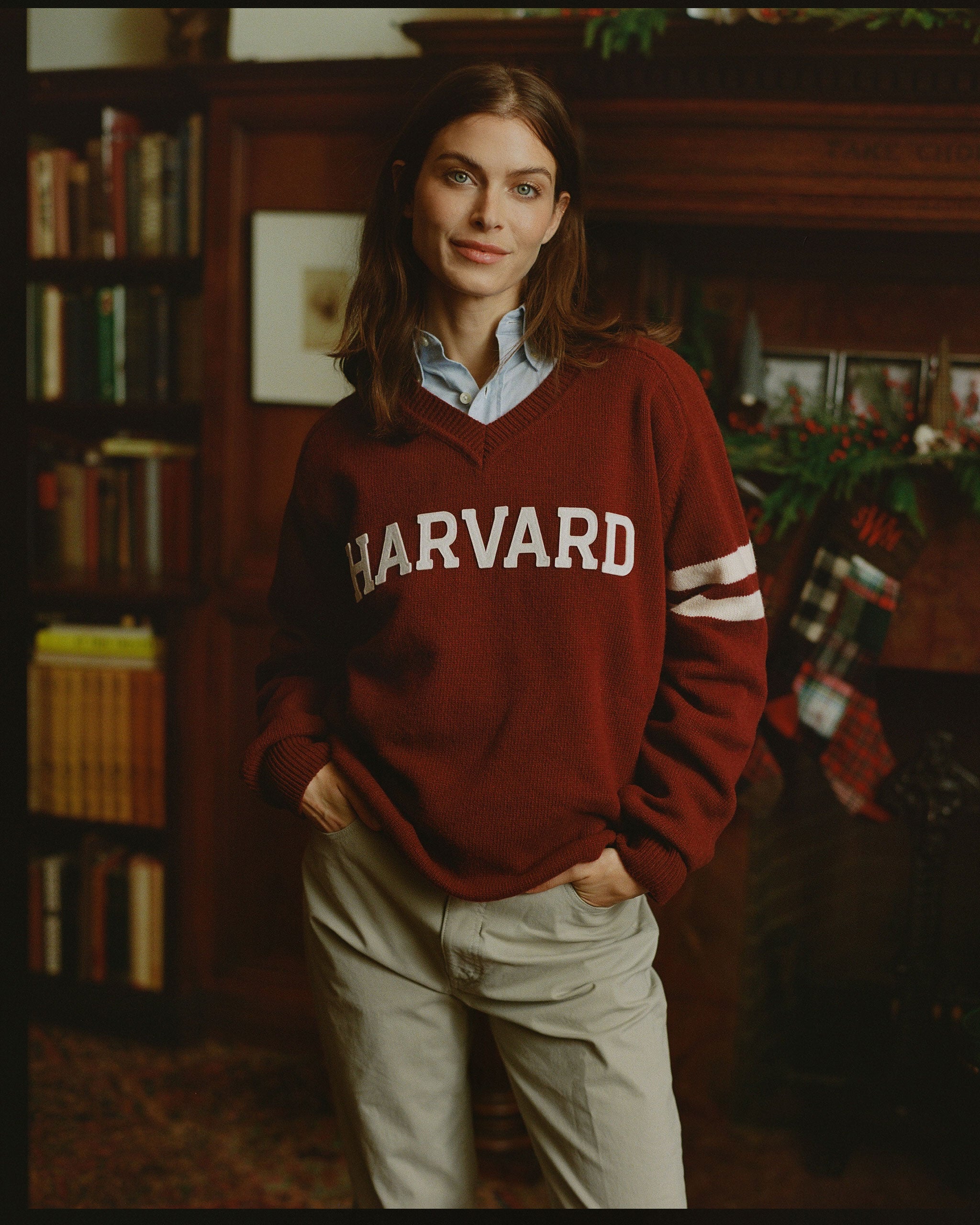 Harvard Wool Varsity V-Neck Sweater