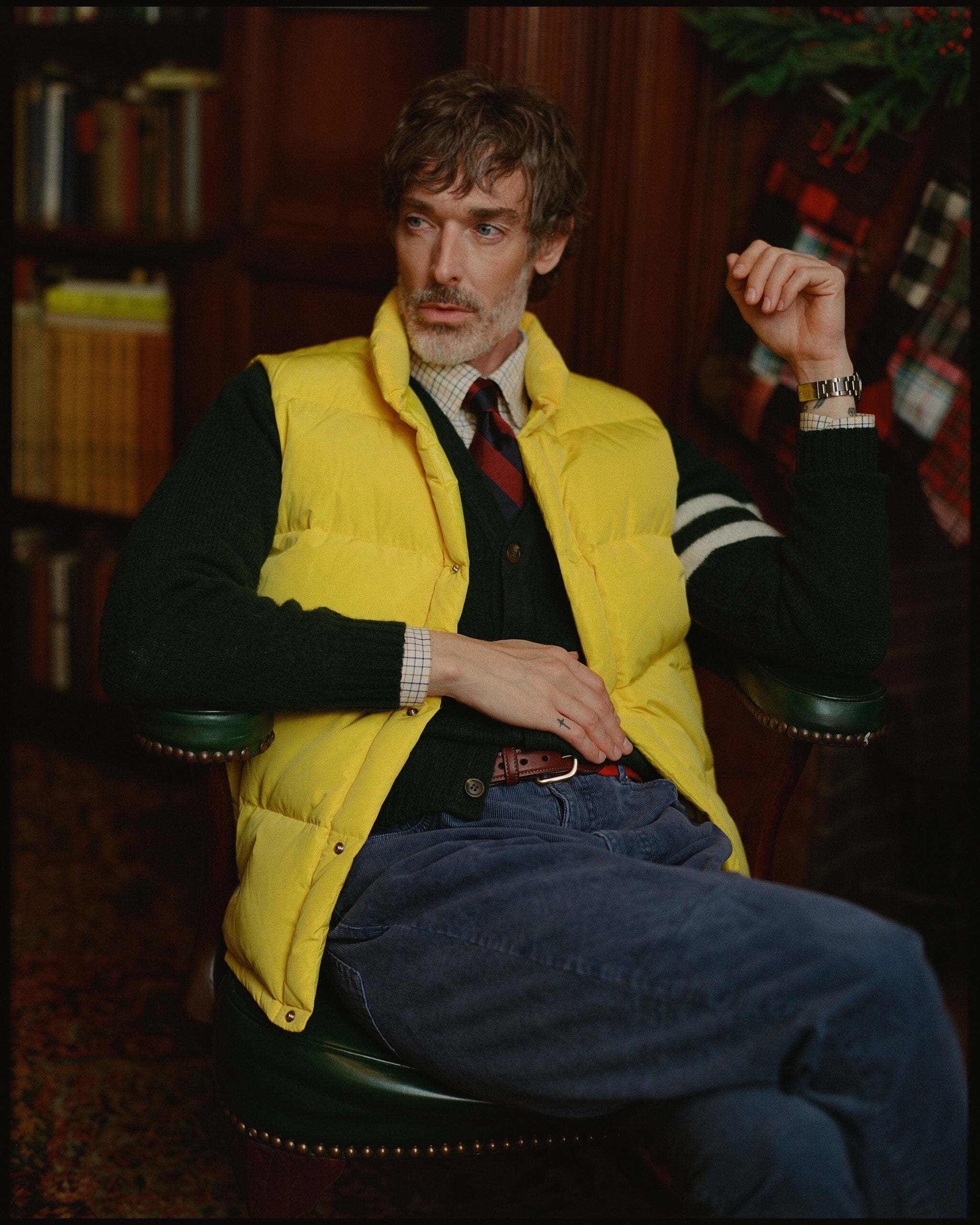 Yellow Down Puffer Vest - Trim Fit