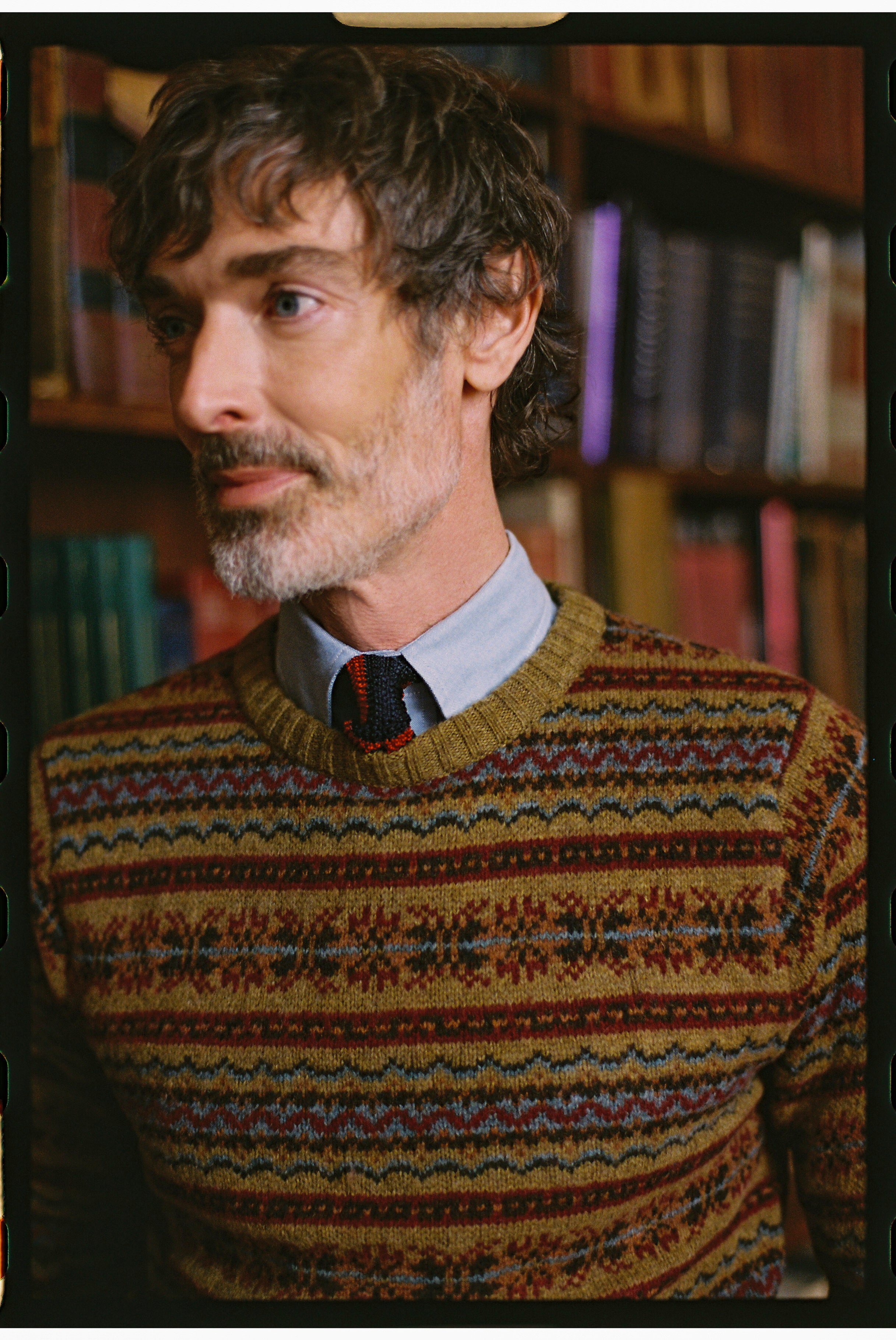 Made-in-Scotland Green Fair Isle Crew Neck Sweater