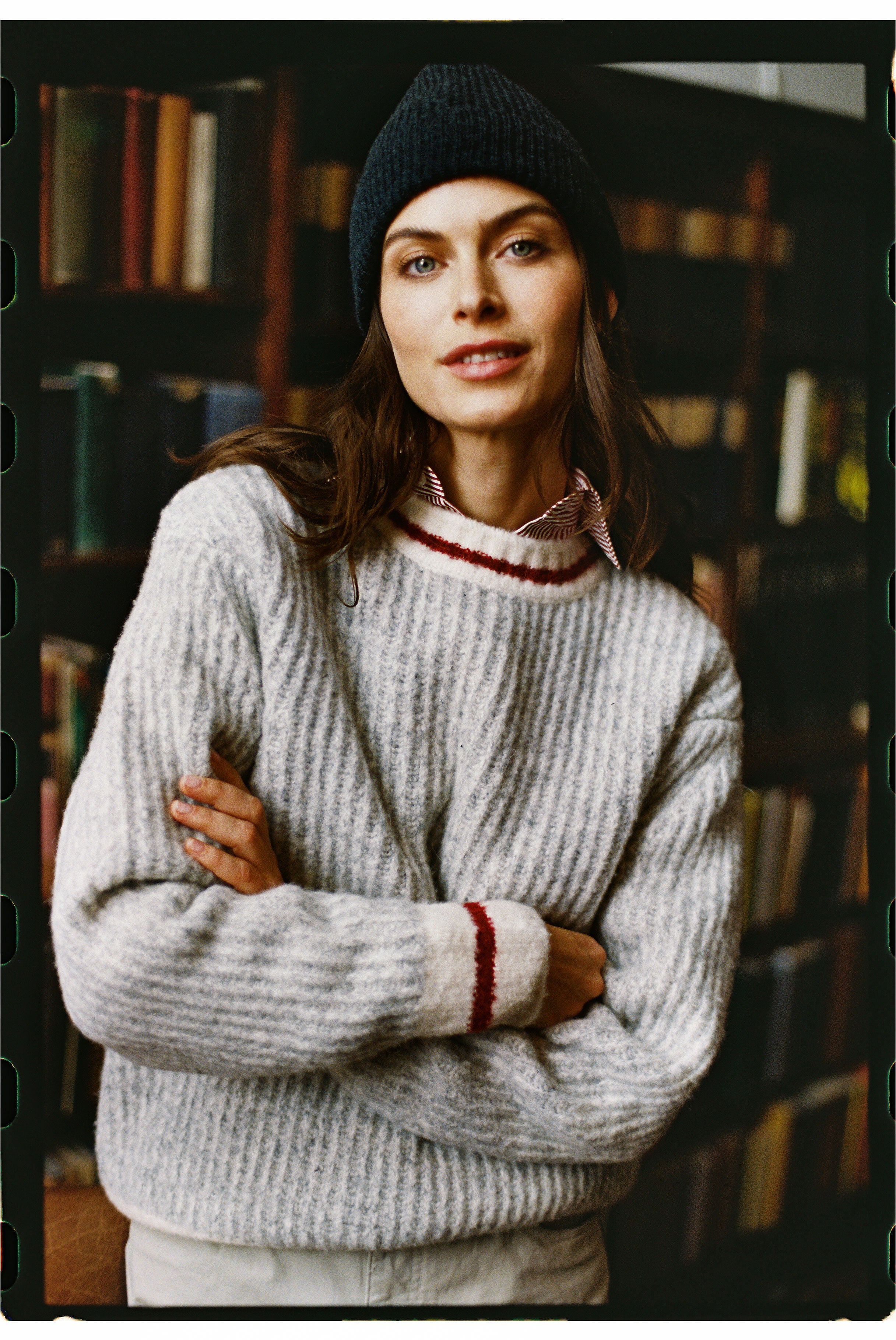 Grey Marl Shaker Knit Sweater - Trim Fit