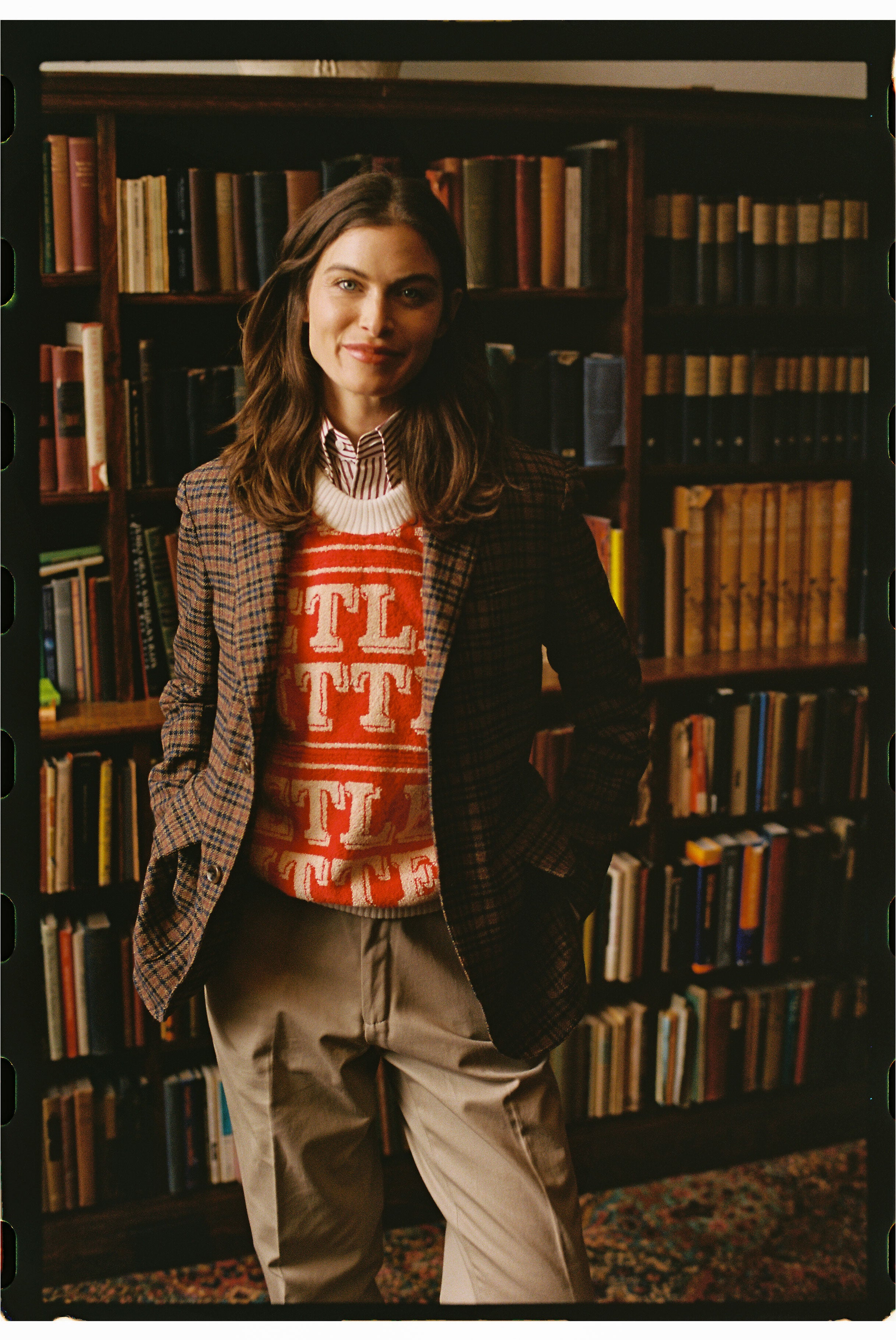 Brown Check Cotton Tweed Sport Coat - Trim Fit