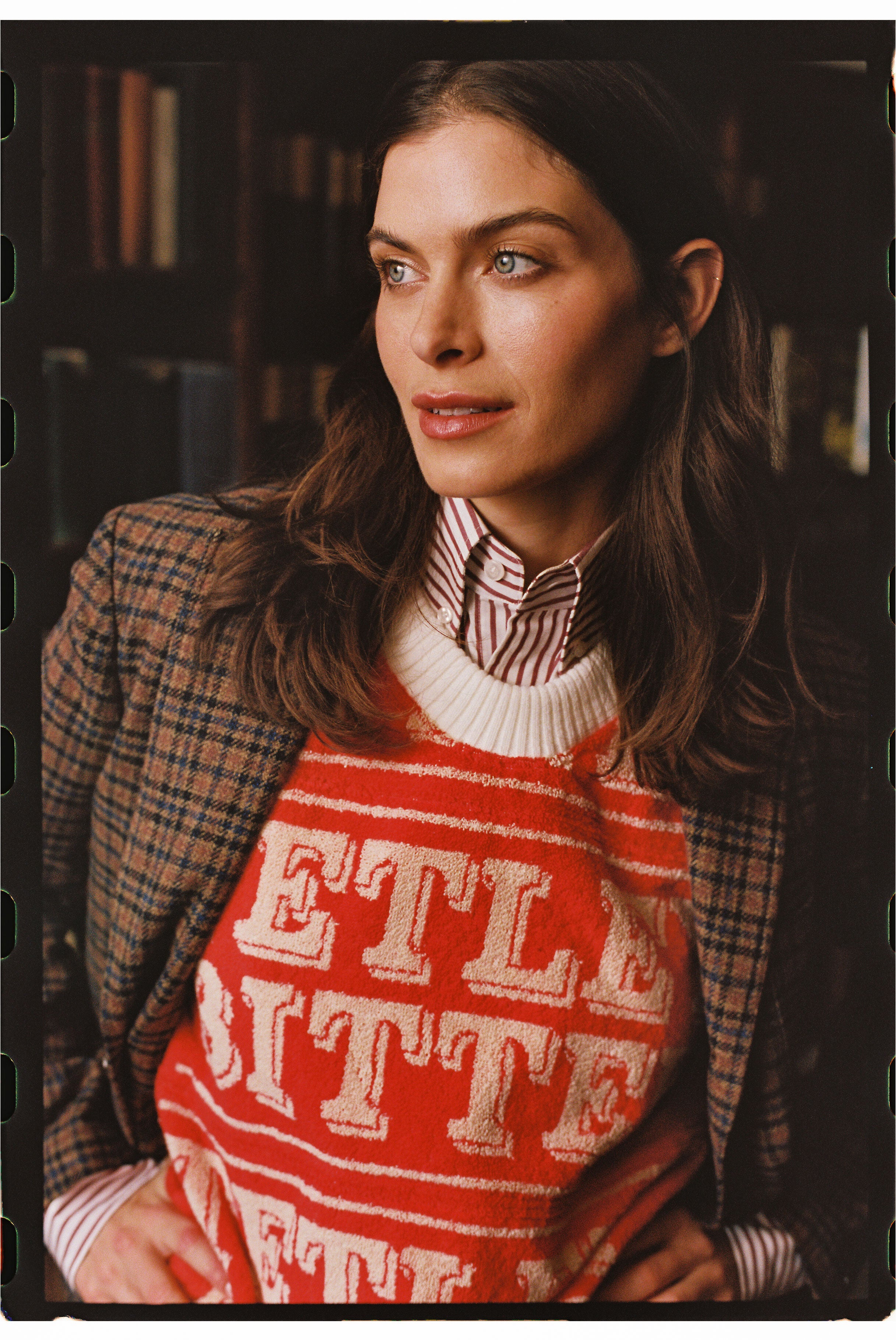 Brown Check Cotton Tweed Sport Coat - Trim Fit