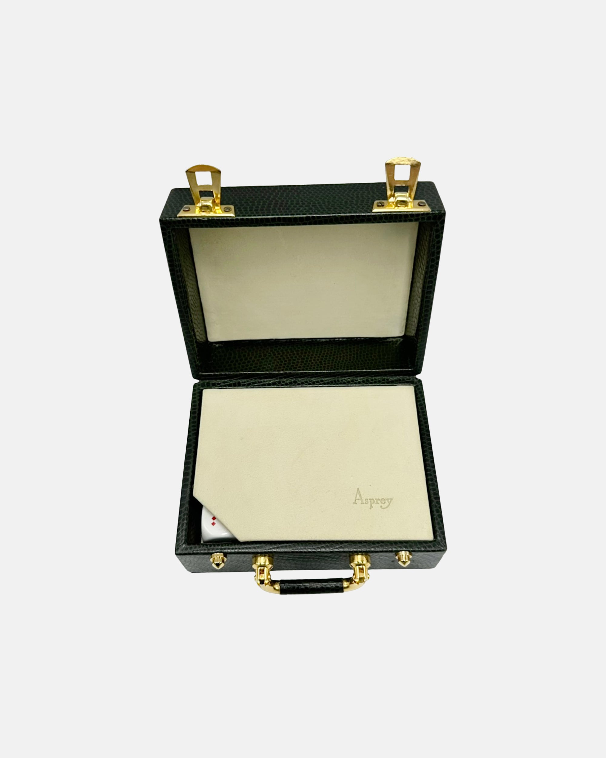 Asprey London Playing Cards and Dice with Green Leather Case