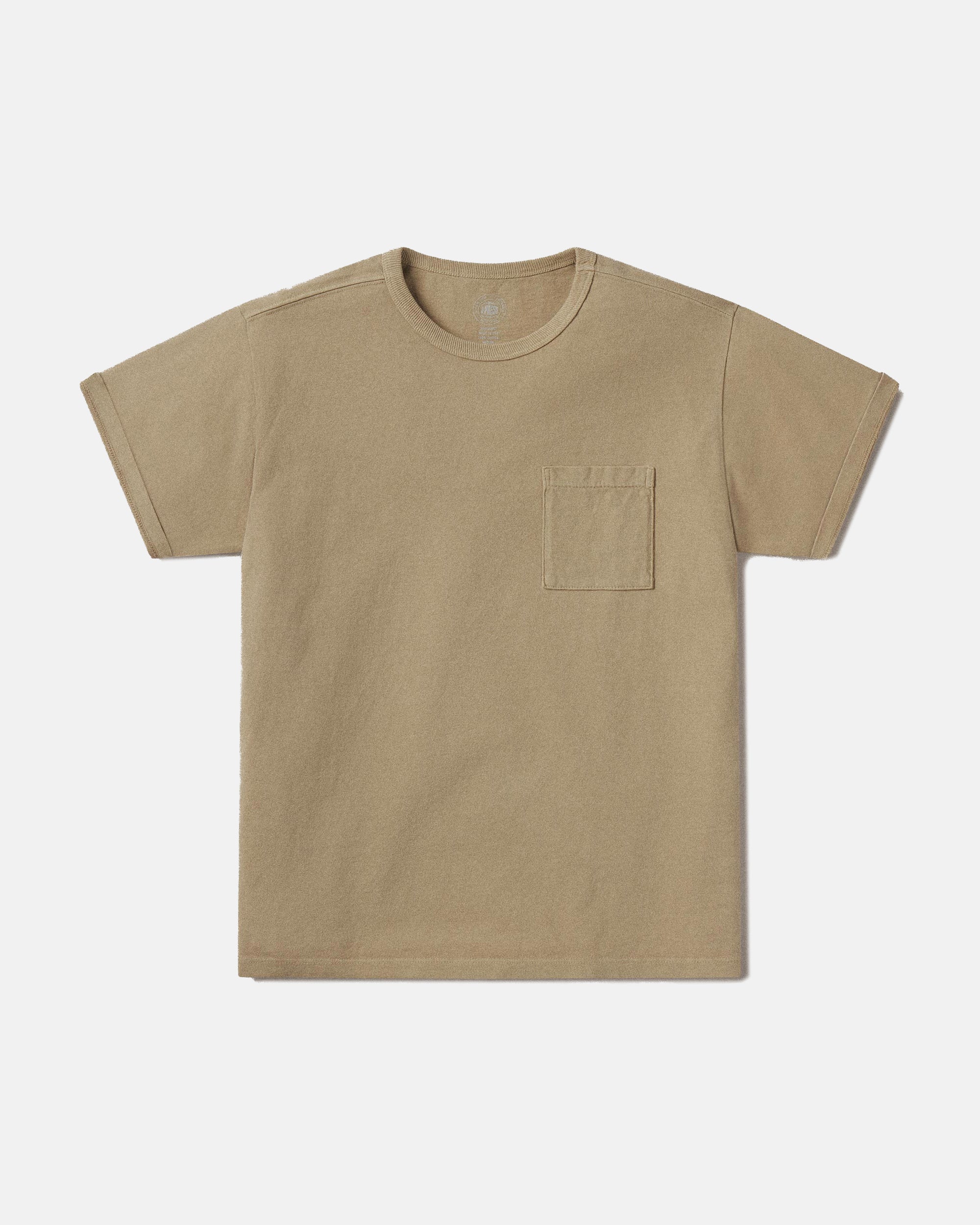 Made-in-USA Khaki Tough Knit Pocket Tee
