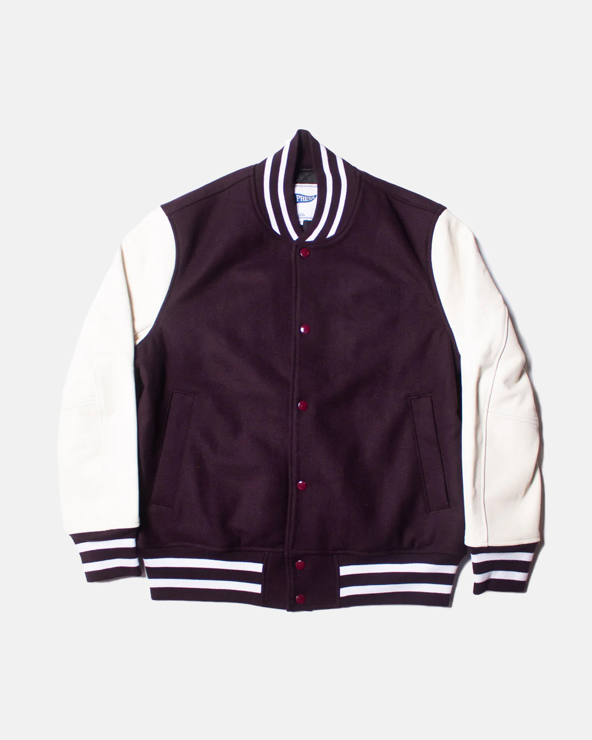 Burgundy Wool Varsity Jacket - Trim Fit