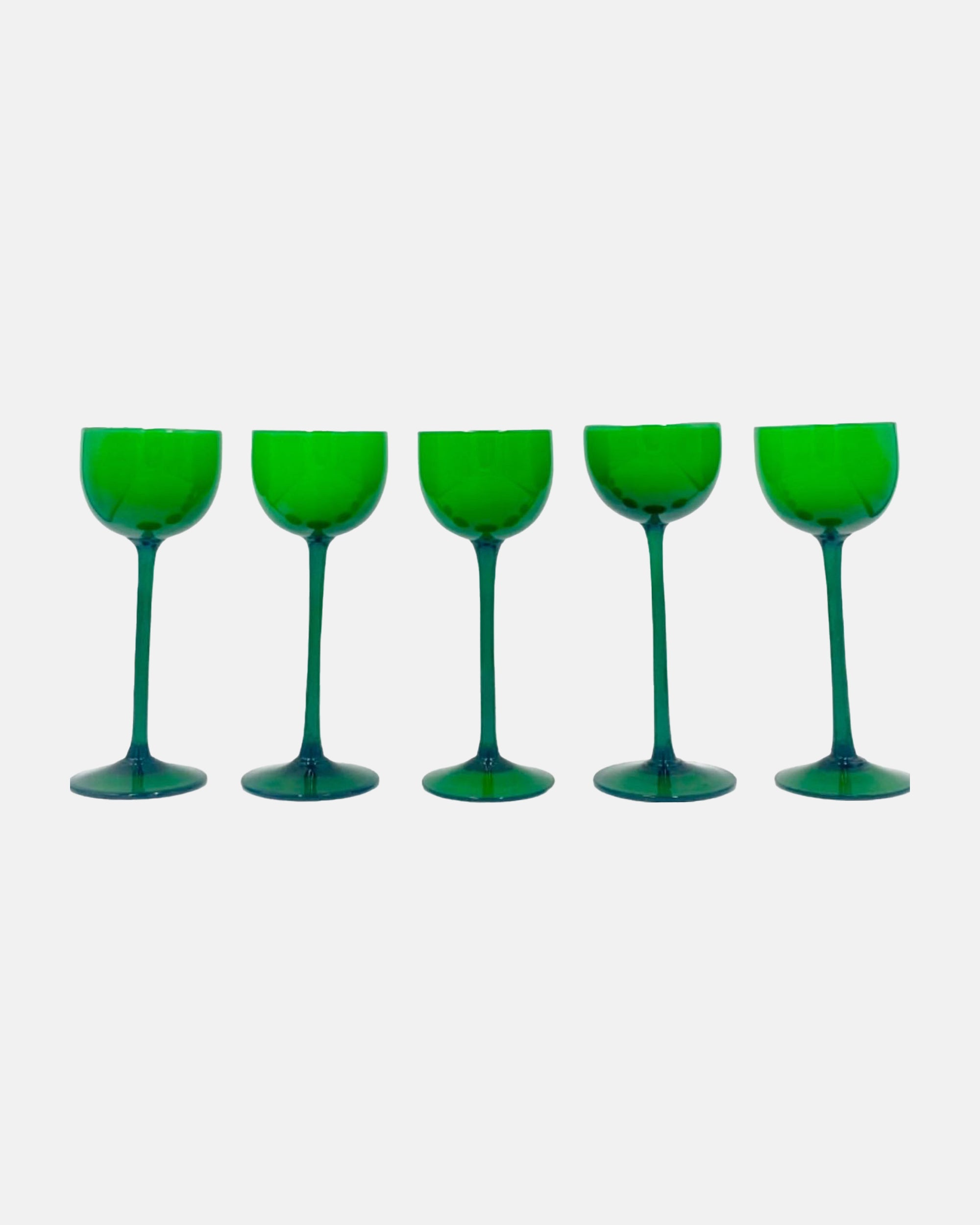 Vintage Set 5 Carlo Moretti Italy Green Cocktail Glasses