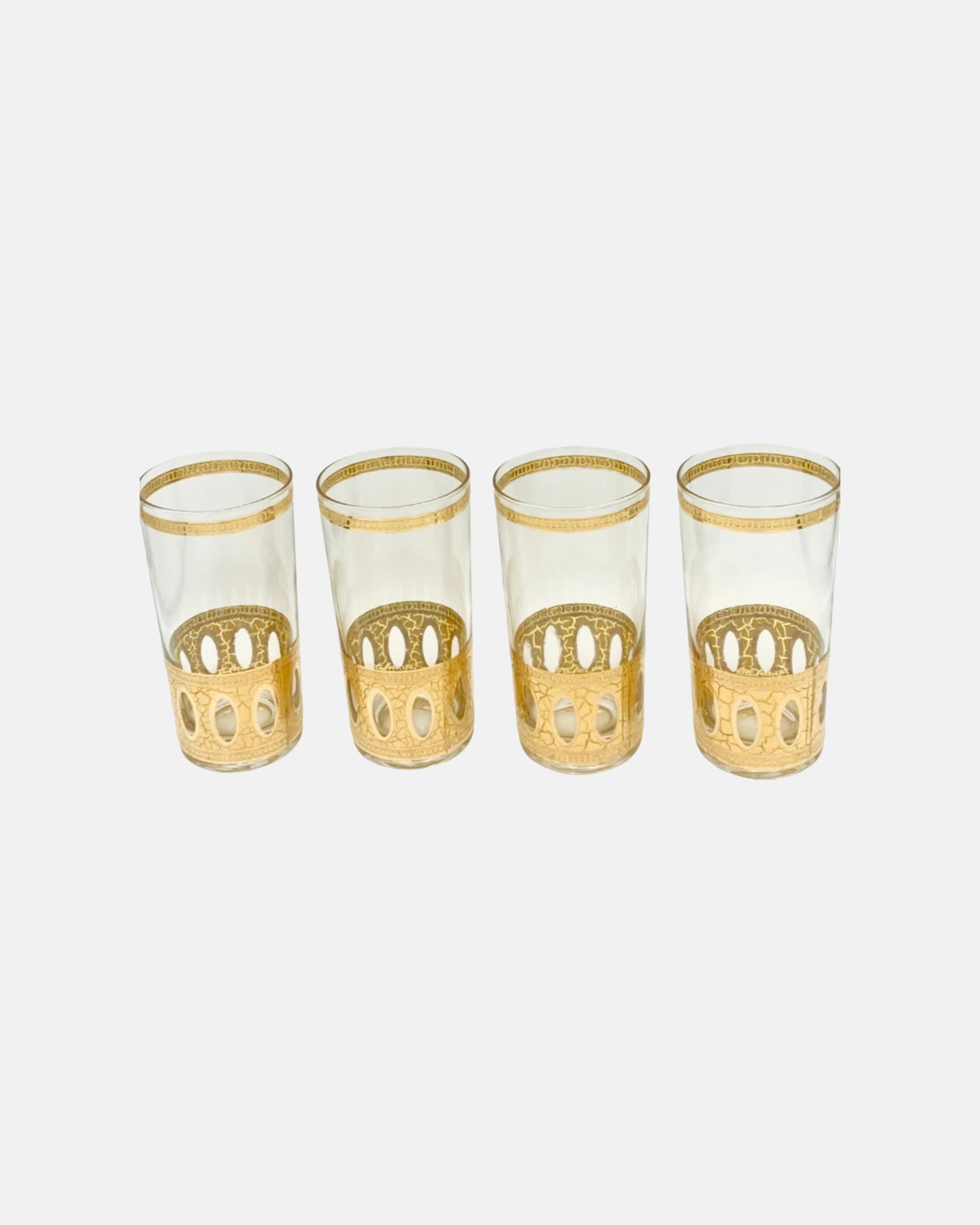 Vintage Set 4 Culver Antigua 22k Gold Highball Glasses