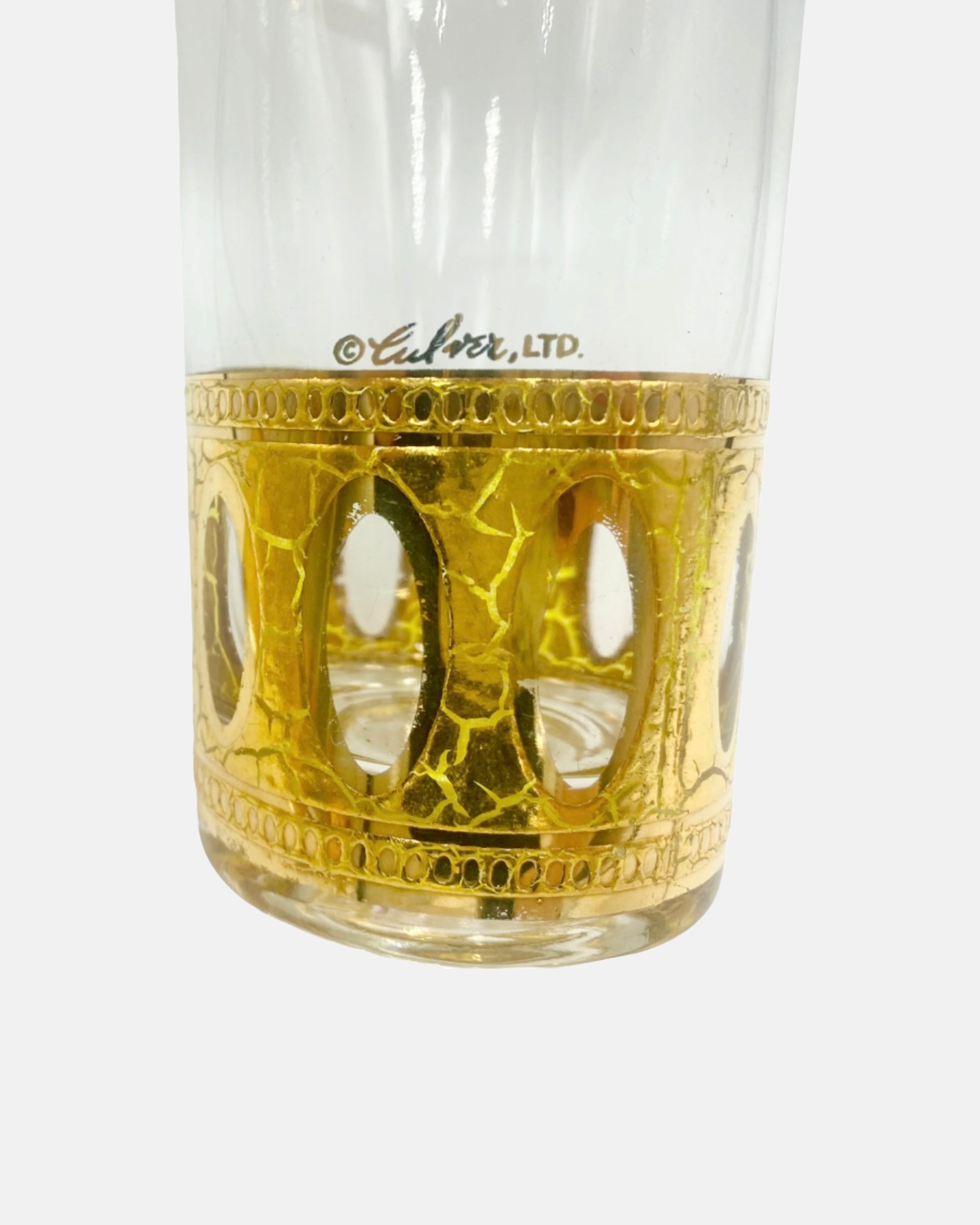 Vintage Set 4 Culver Antigua 22k Gold Highball Glasses