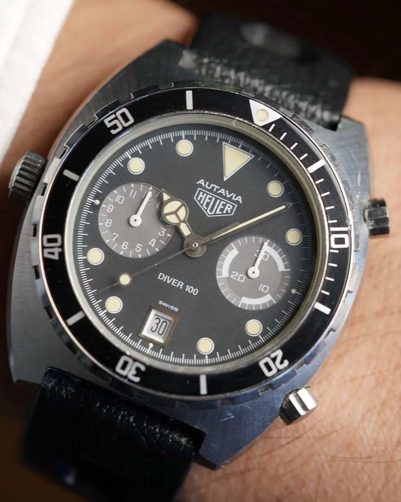 Heuer Autavia 11063P Diver 100 Unpolished w/ Box