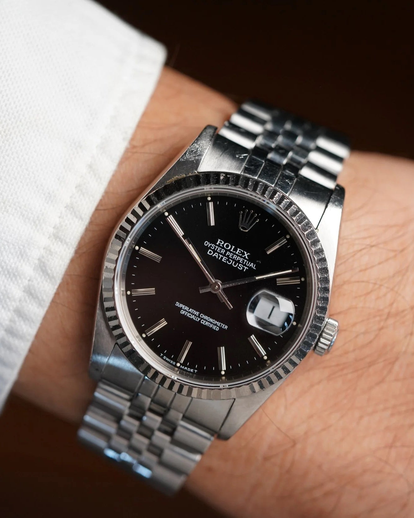 Rolex Datejust Black Dial Ref 16234 Unpolished