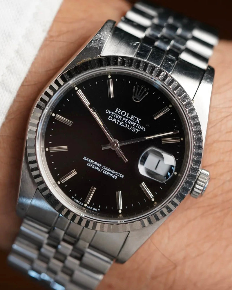 Rolex Datejust Black Dial Ref 16234 Unpolished