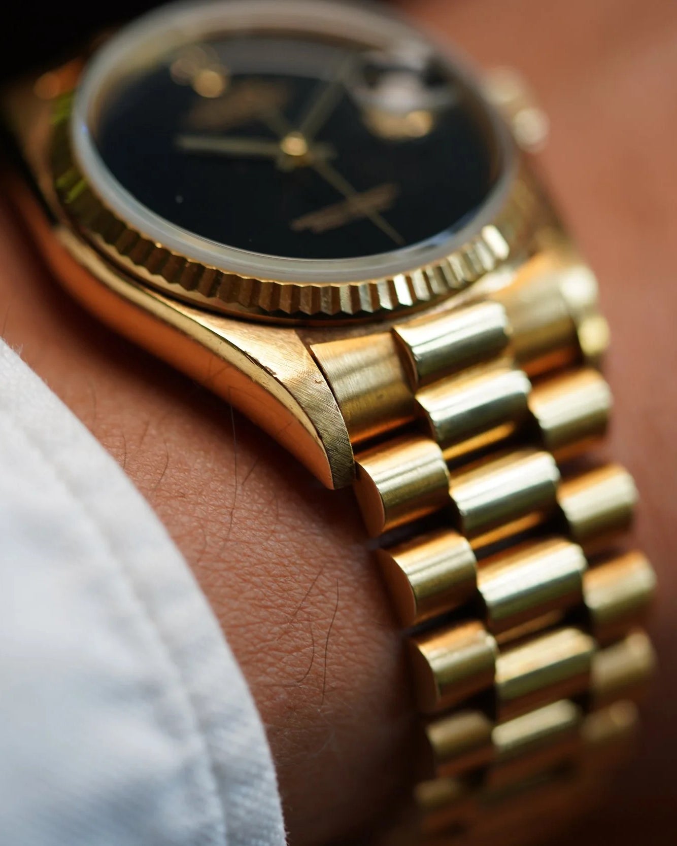 Rolex Onyx Datejust Reference 16018 in 18K Yellow Gold Unpolished