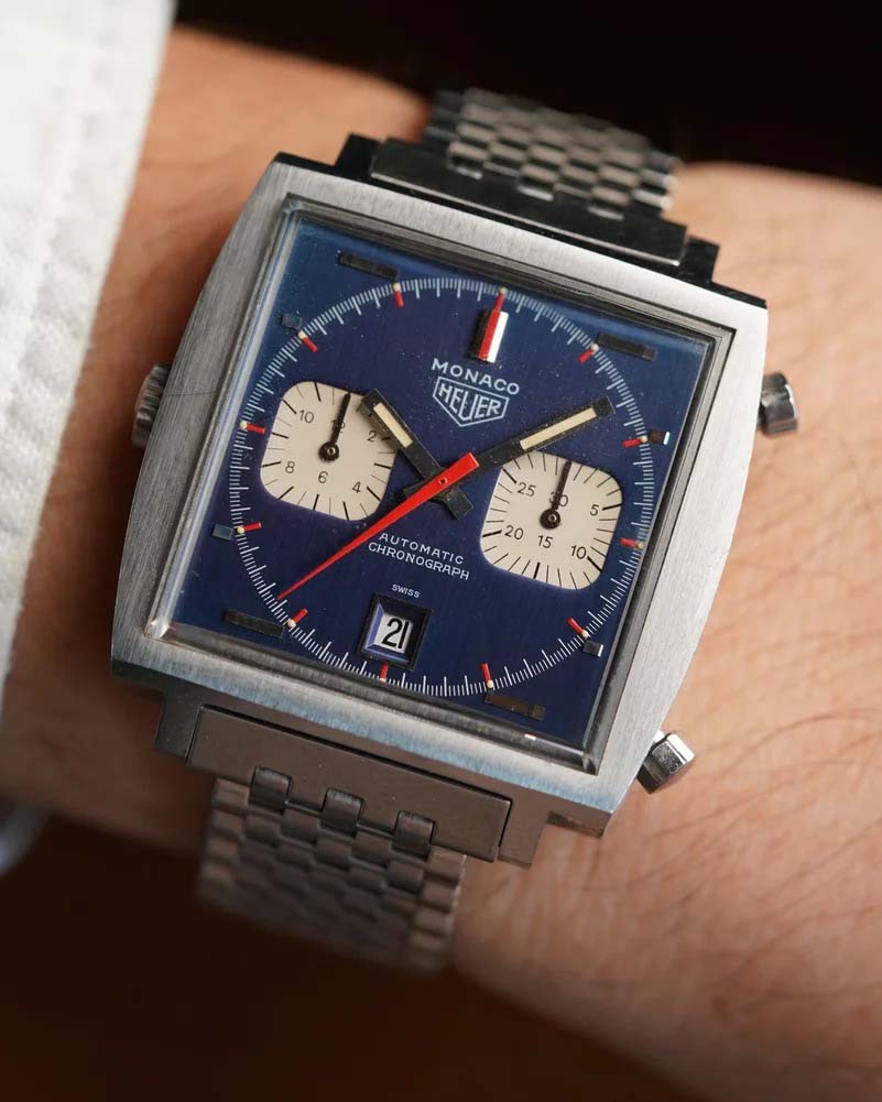 Heuer Monaco Transitional Ref. 1133 with Booklet and Bracelet Unpolished