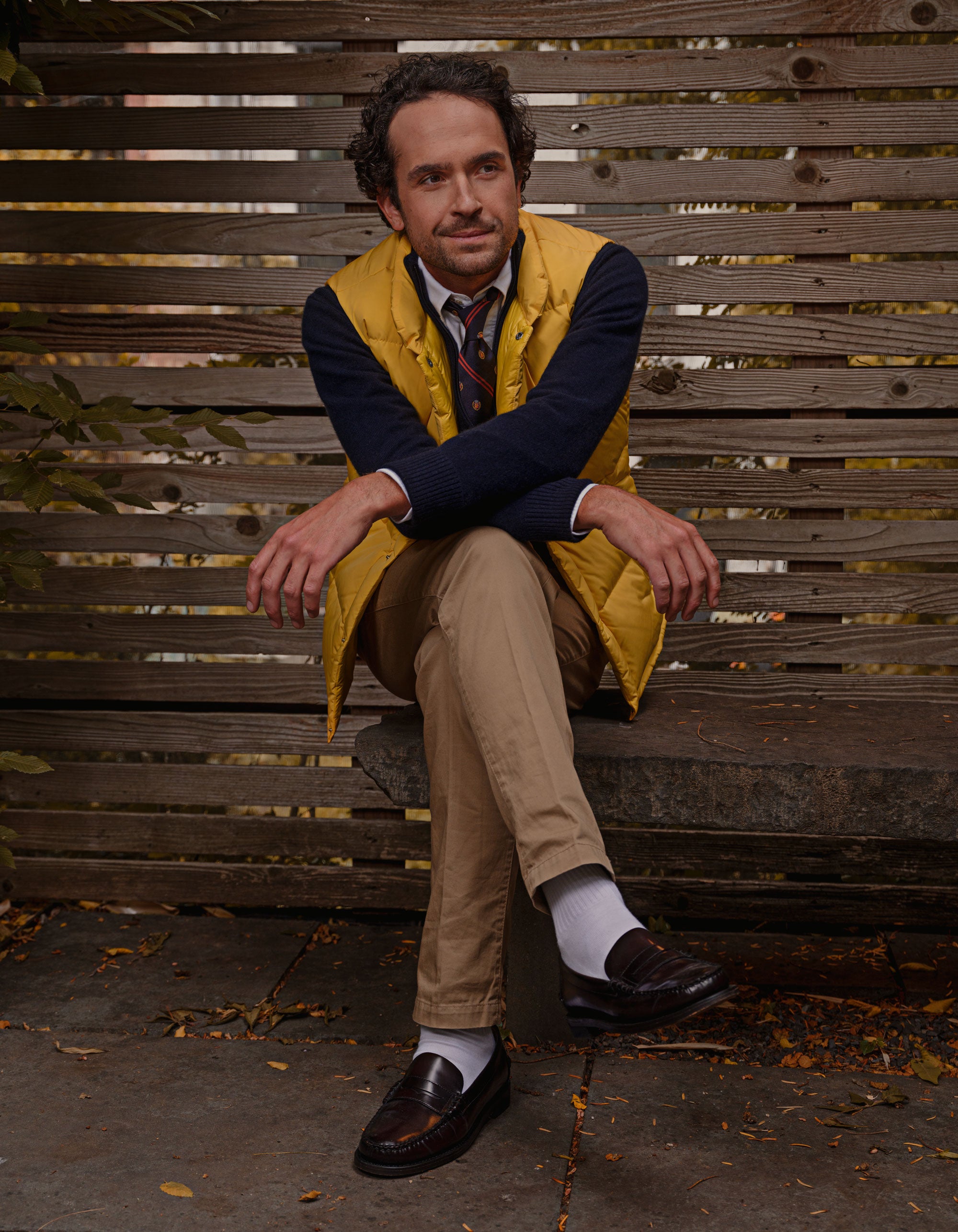 Yellow Down Puffer Vest - Trim Fit