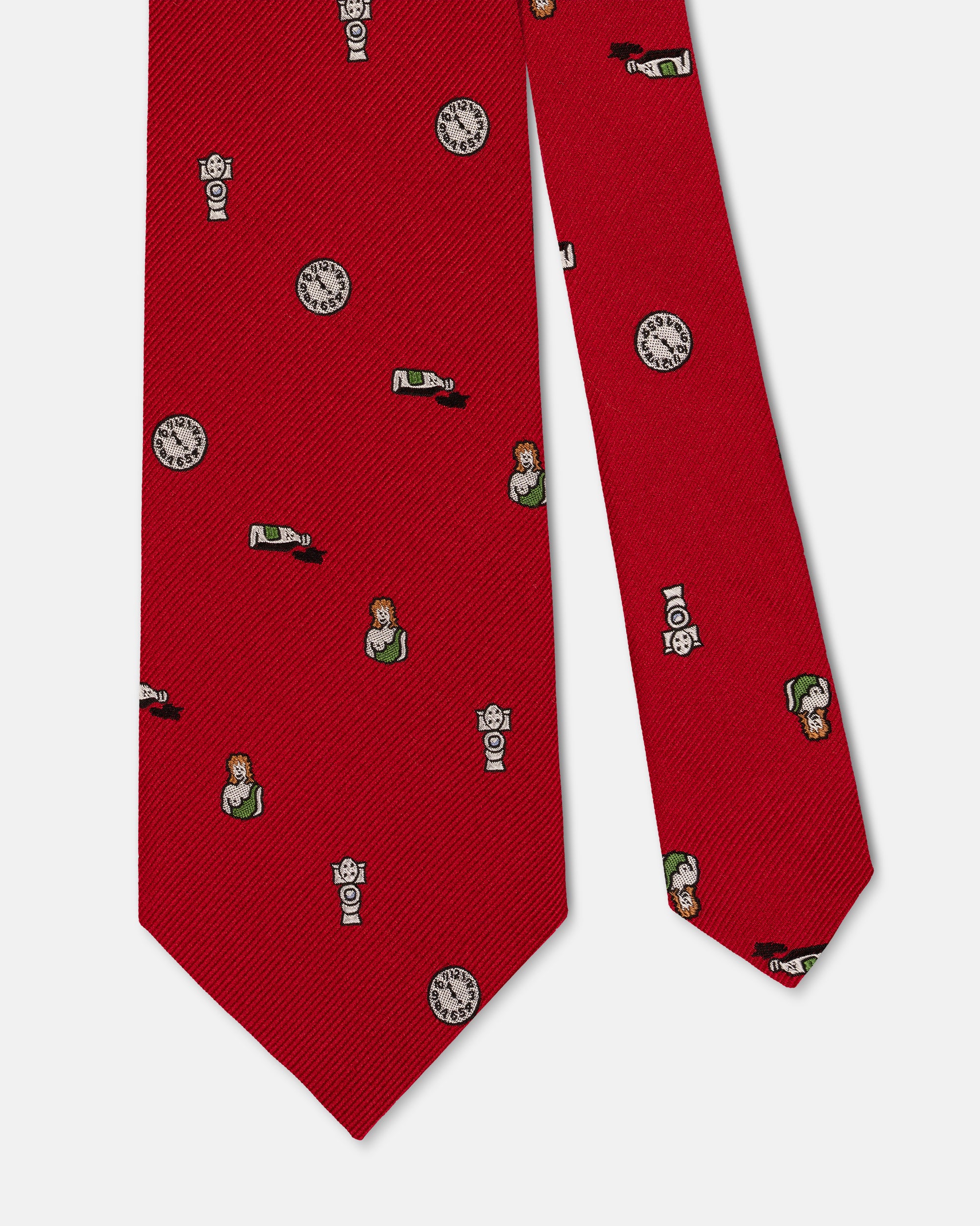 Made-in-USA Red Baseball Score Club Tie