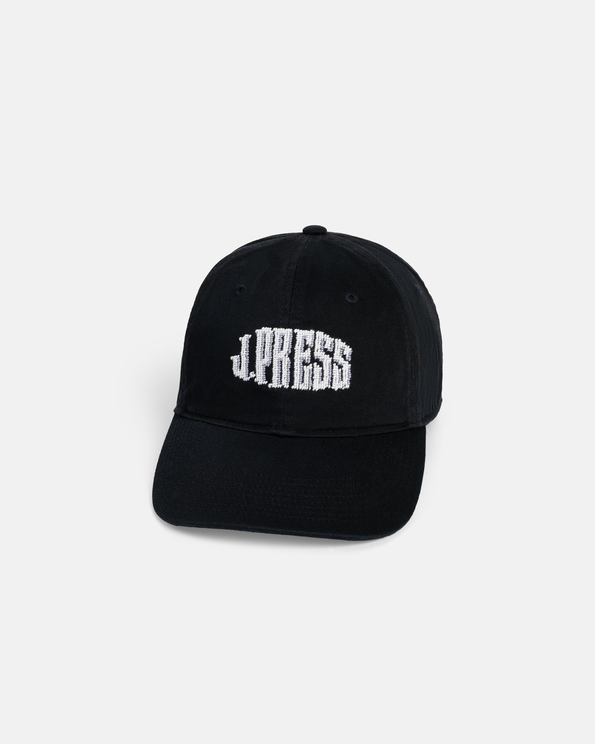 J. Press White on Black Needlepoint Hat