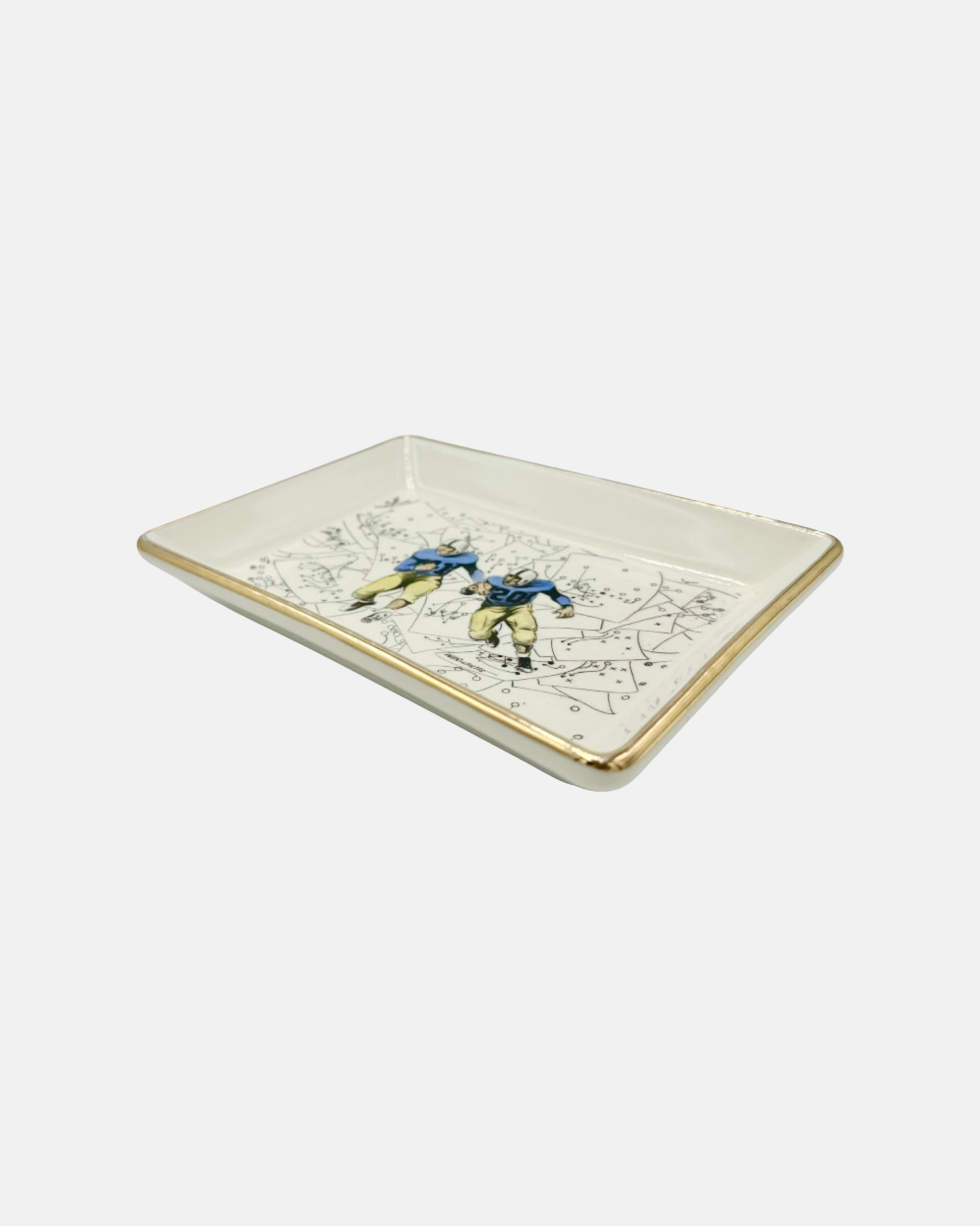 Vintage WB Ricketts Football Players Ceramic Ashtray Catchall Dish