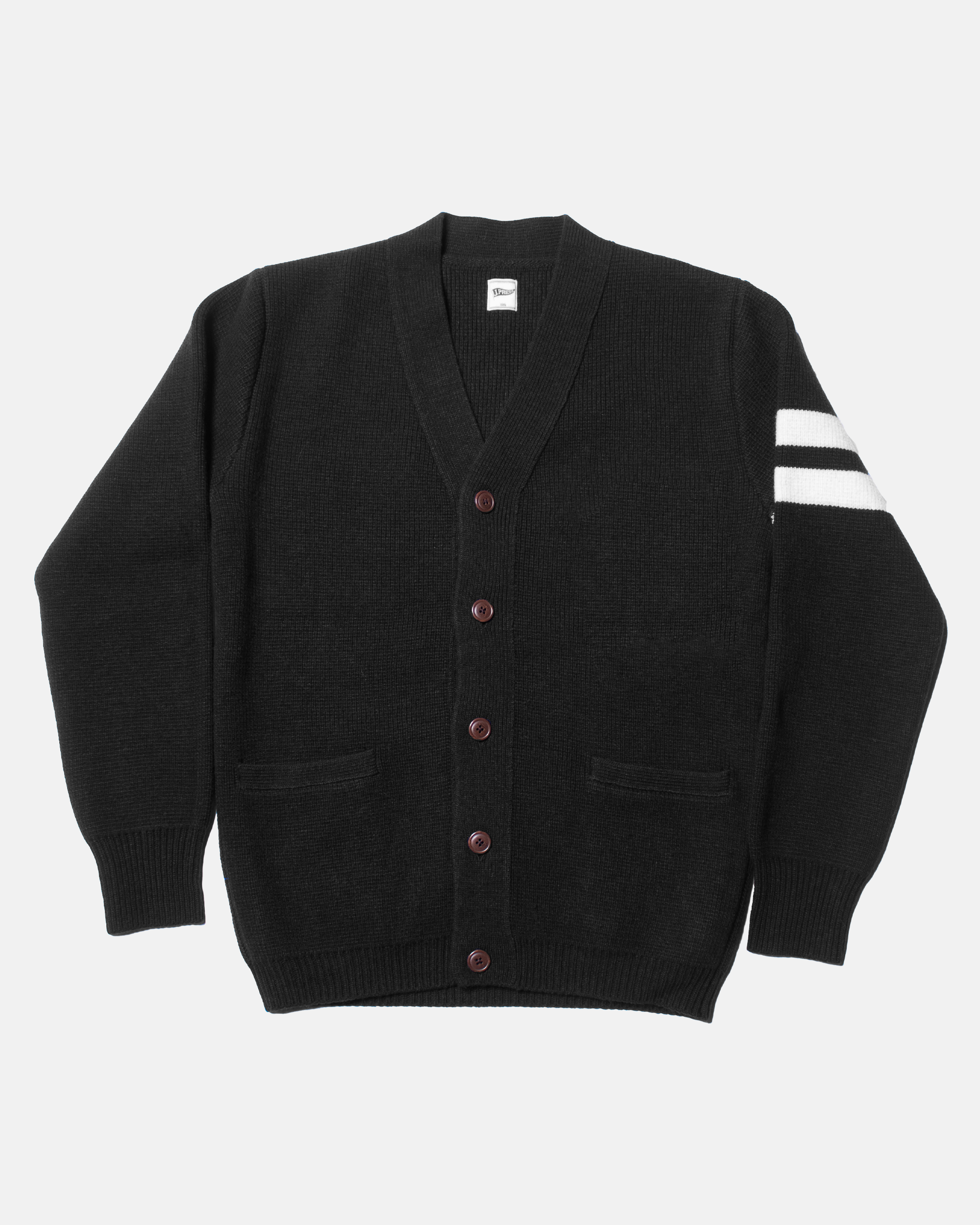 Charcoal Wool Varsity Cardigan - Trim Fit