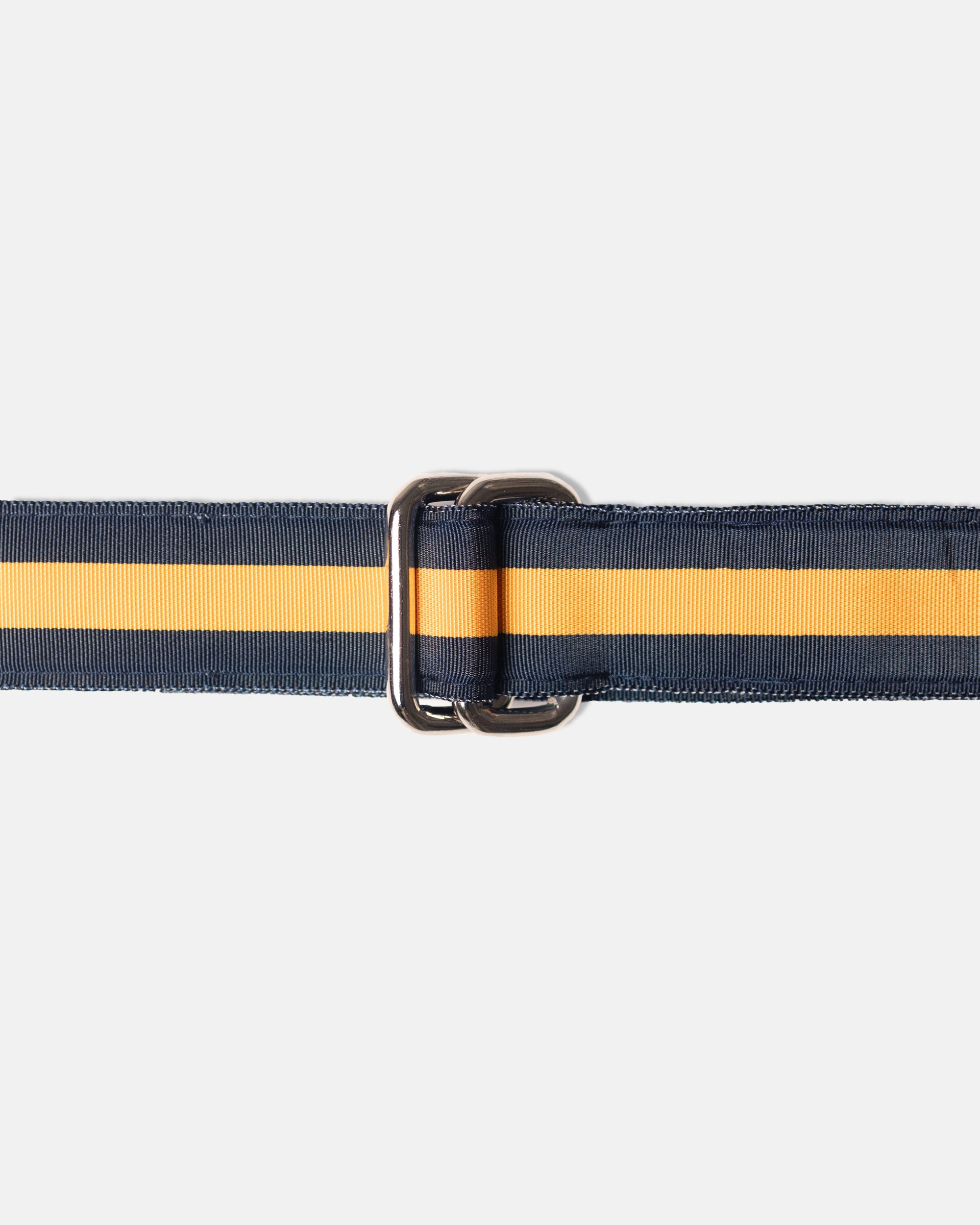 Made-in-USA Navy & Yellow Striped Grosgrain Ribbon Belt