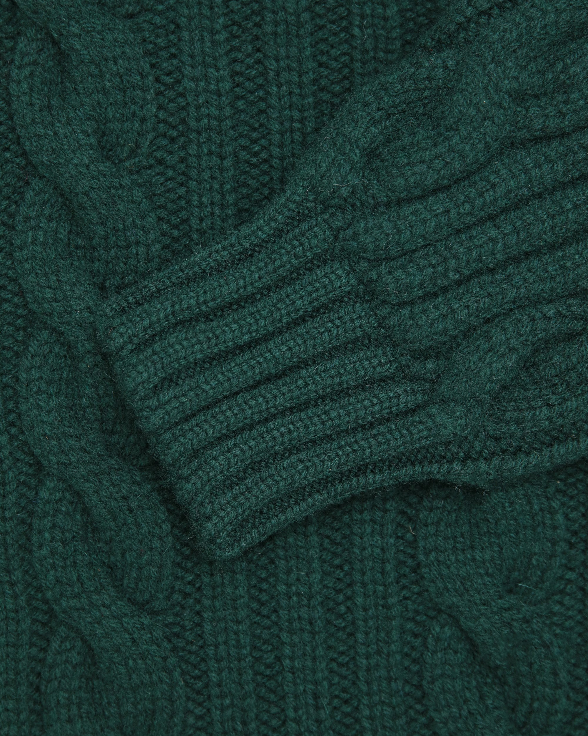 Made-in-Scotland Green Shawl Collar Cable Knit Cardigan