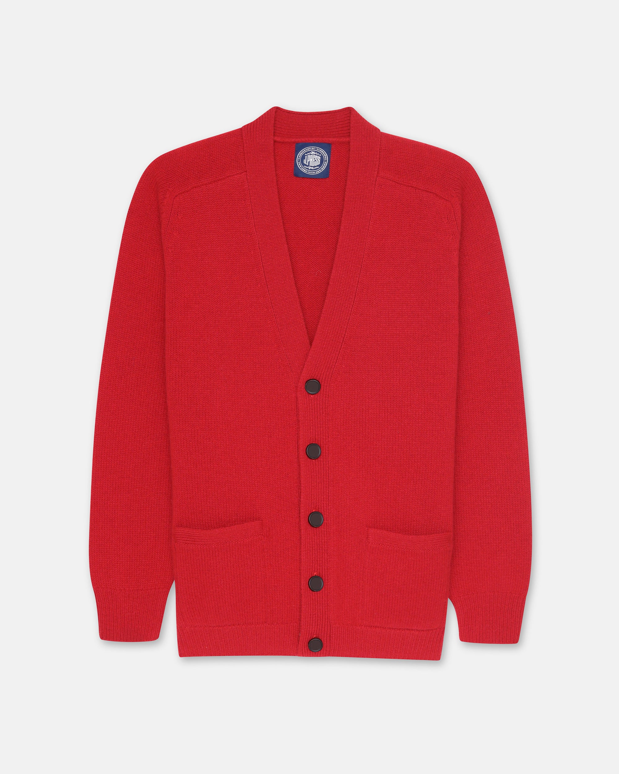 Red Lambswool Cardigan Sweater