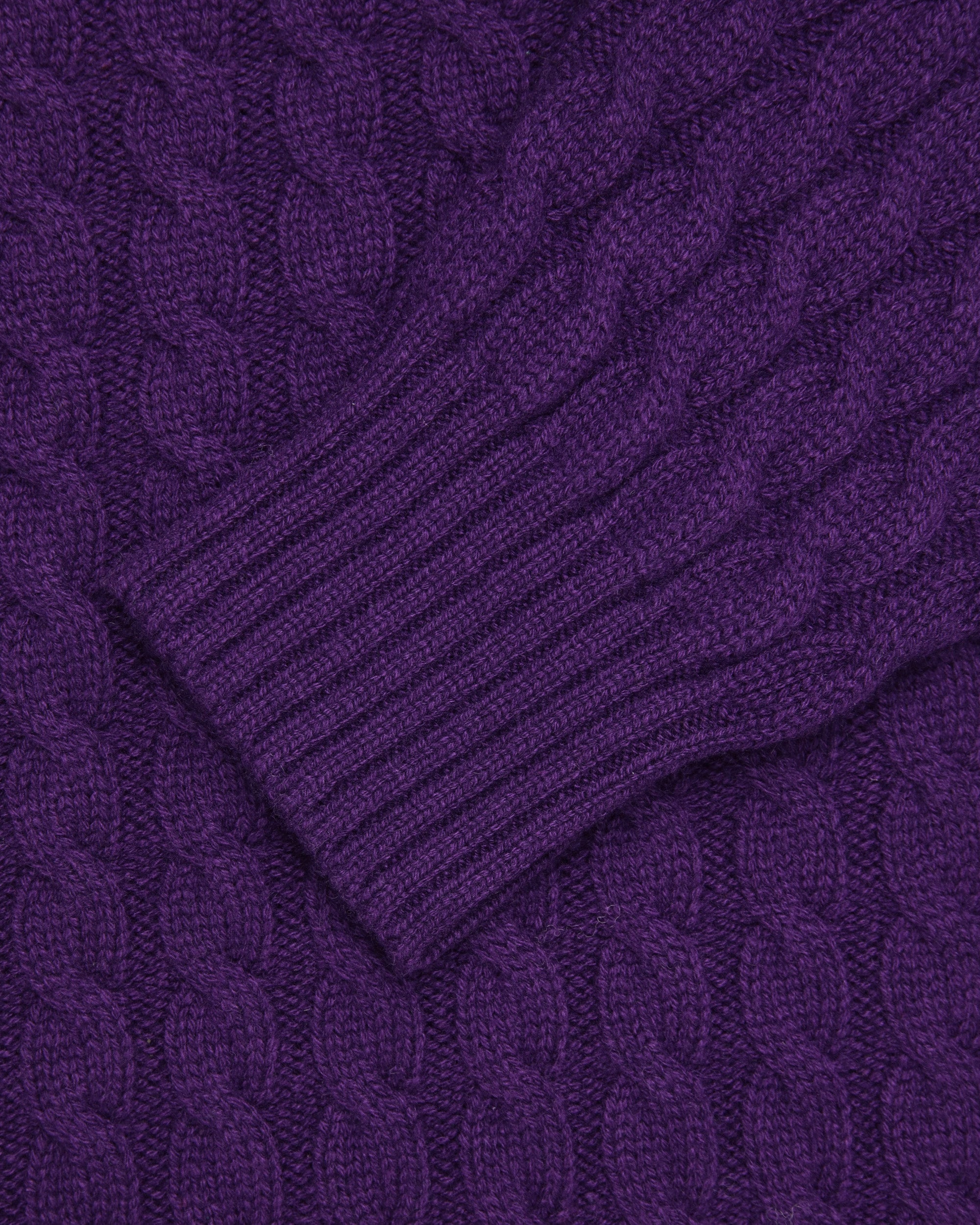 Made-in-Scotland Purple Cable Knit Cashmere Sweater
