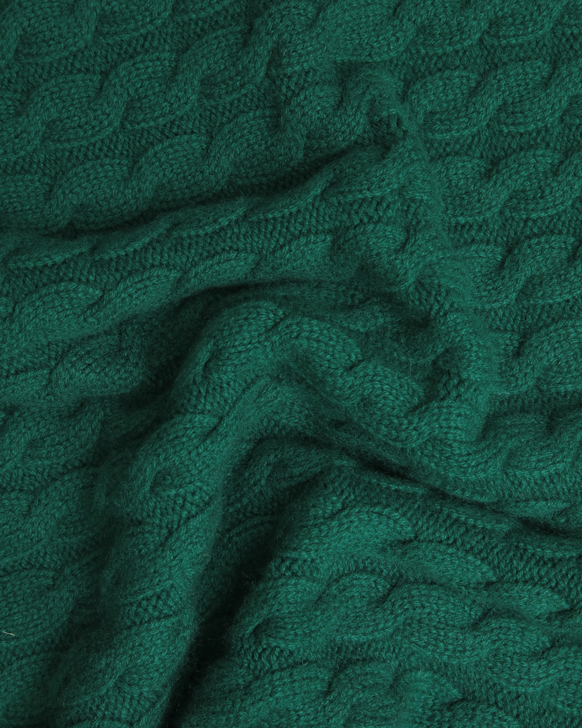 Made-in-Scotland Green Cable Knit Cashmere Sweater