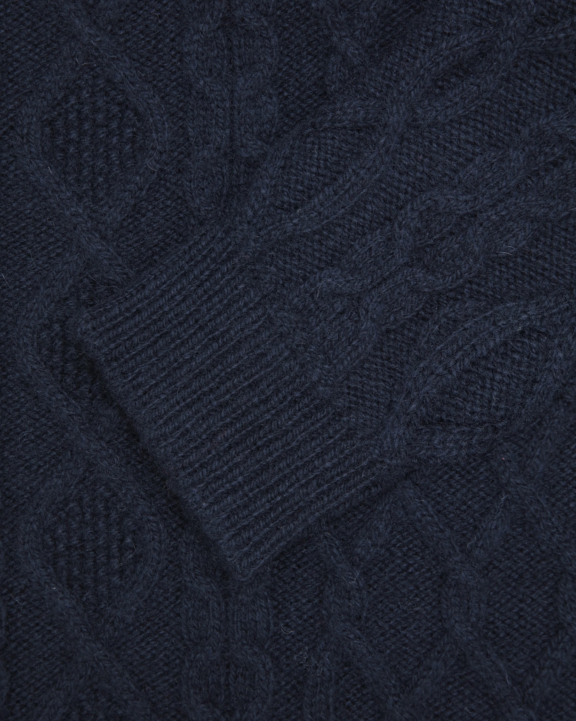 Made-in-Norway Navy Aran Knit Sweater - Classic Fit